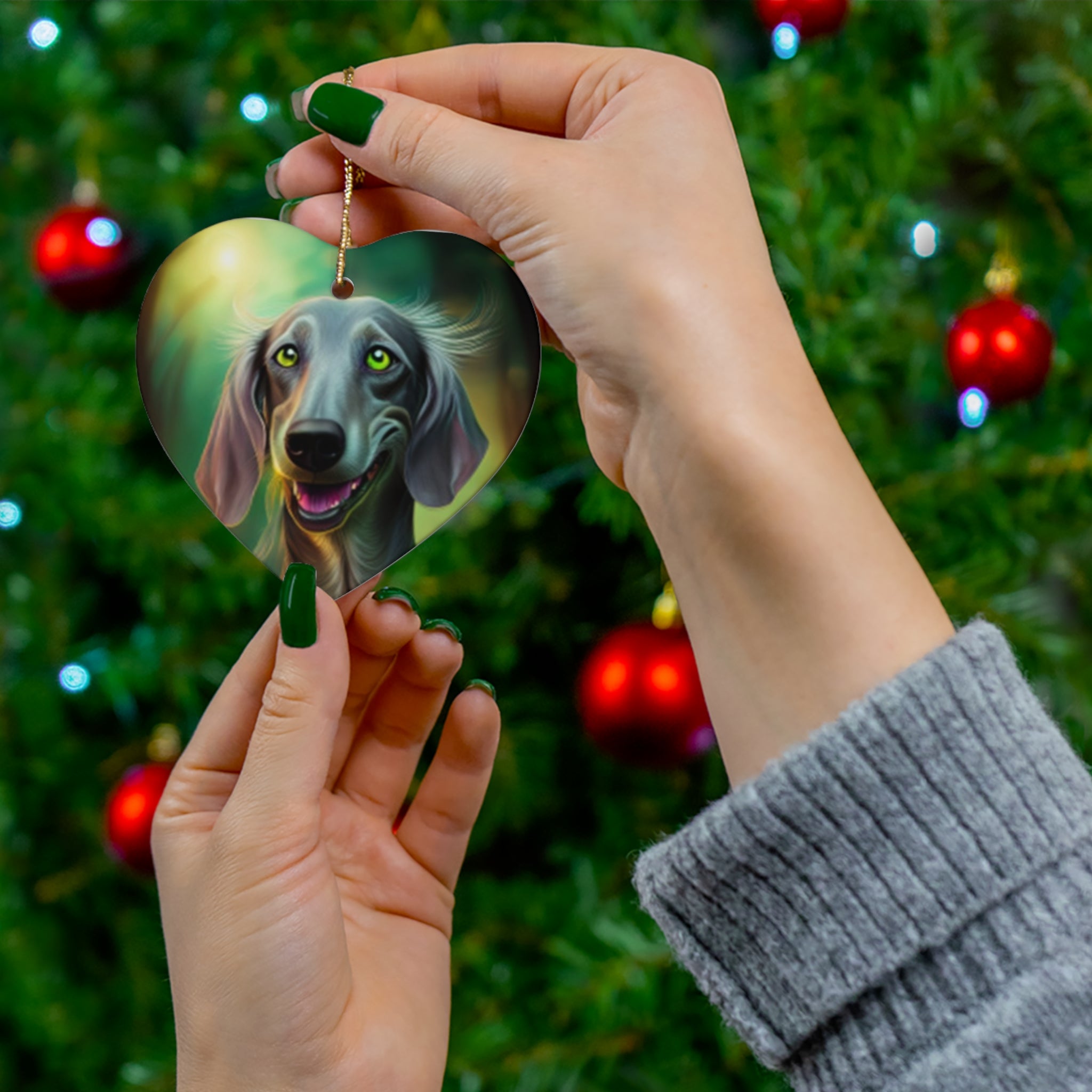 Silver Grey Dachshund Ceramic Ornament