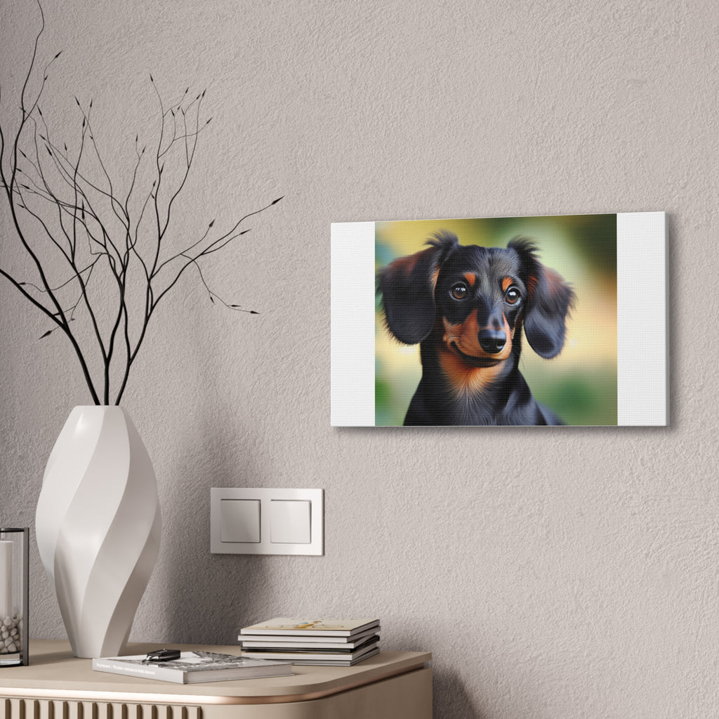 Black/Brown Dachshund Canvas Stretched, 0.75"