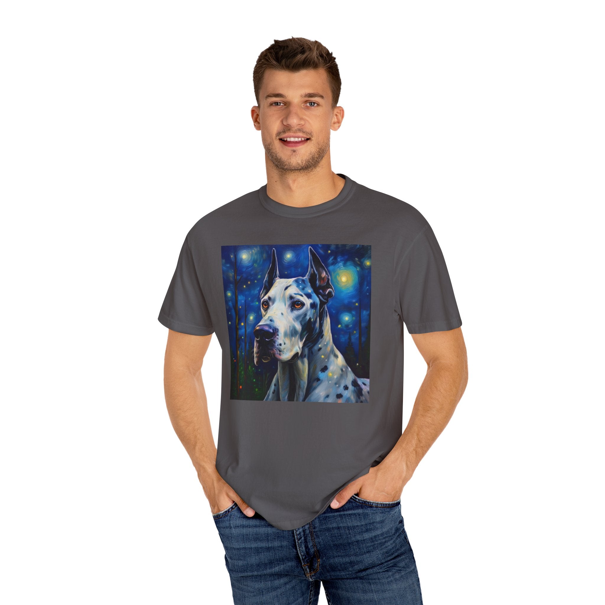 Great Dane Stary Night Unisex Garment-Dyed T-shirt