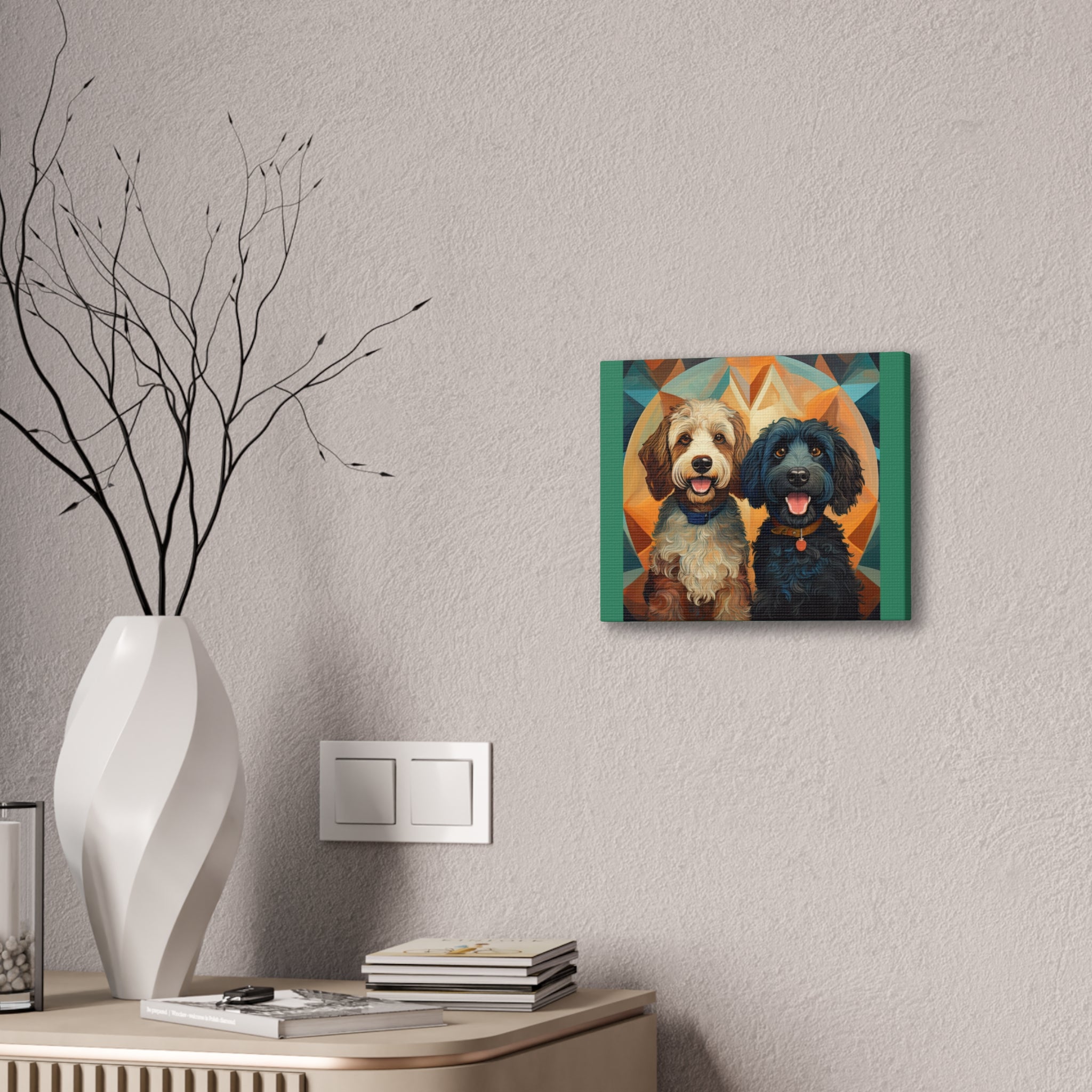 Doodles, Black & Tan Canvas Painting