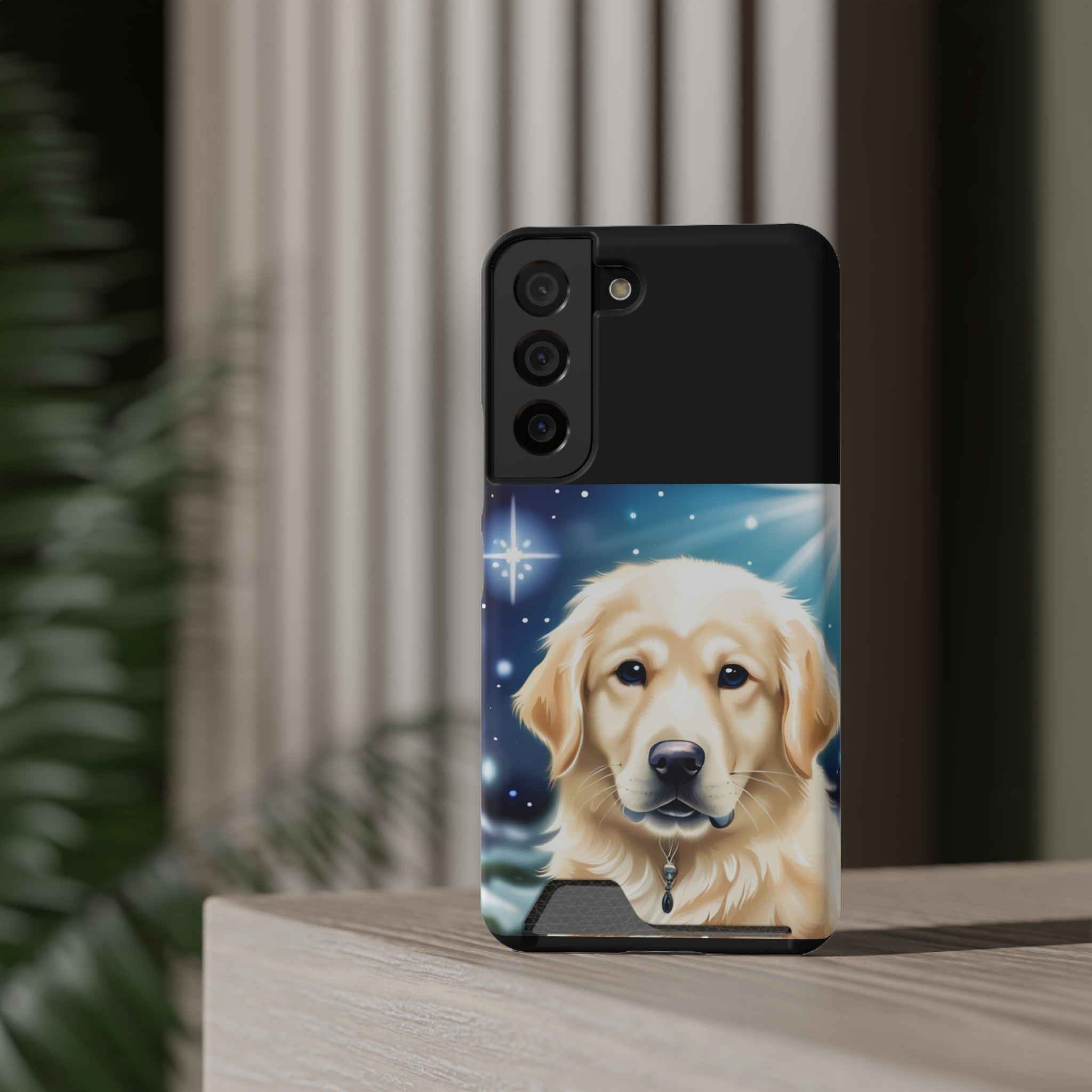 Golden Retriever Stary Night Phone Case with Card Holder