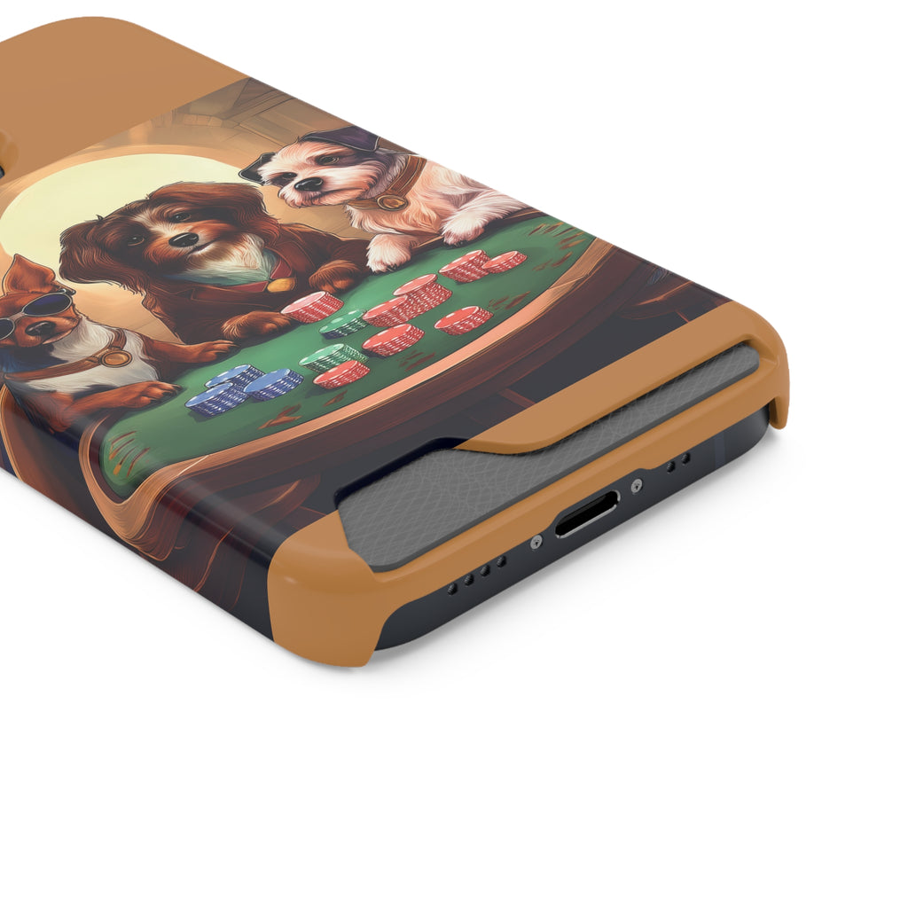 Puppy Poker Phone Case with Card Holder