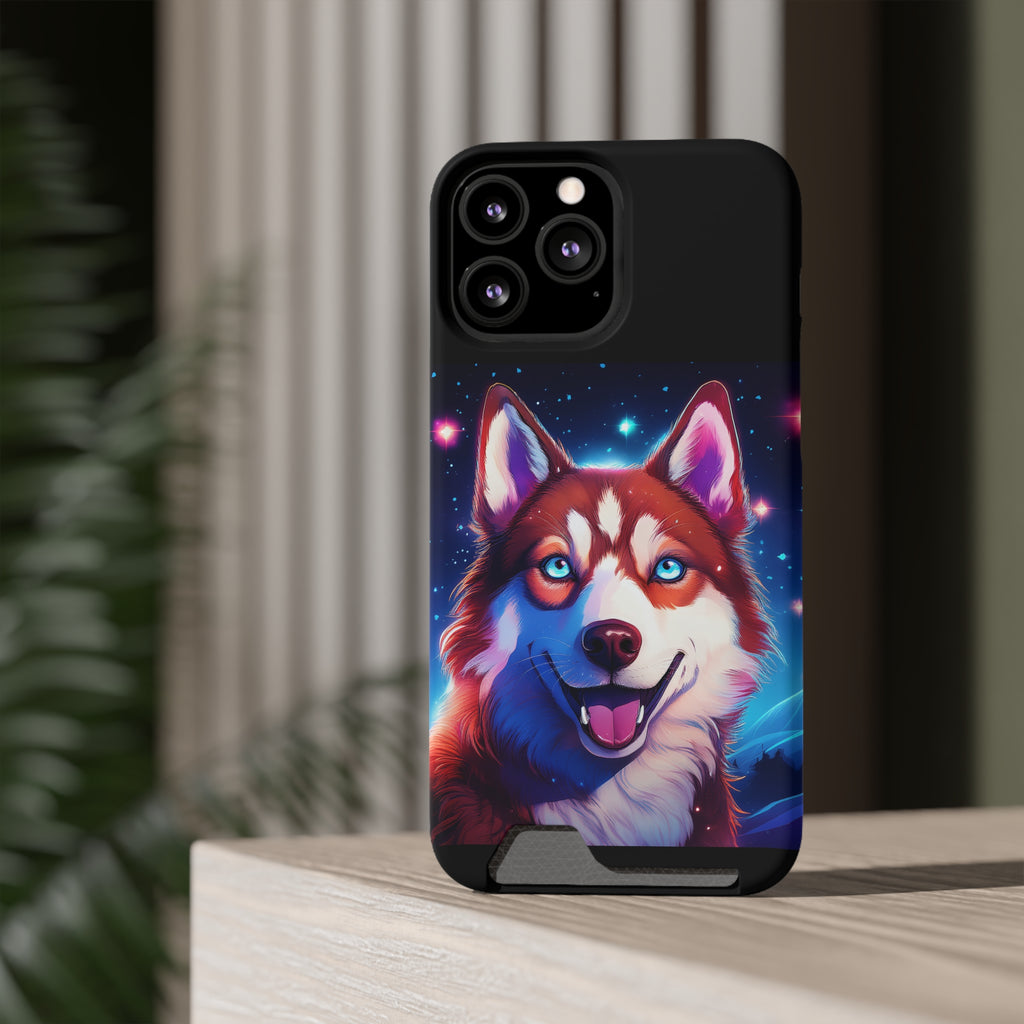 Eskimo Husky Stary Night Phone Case with Card Holder