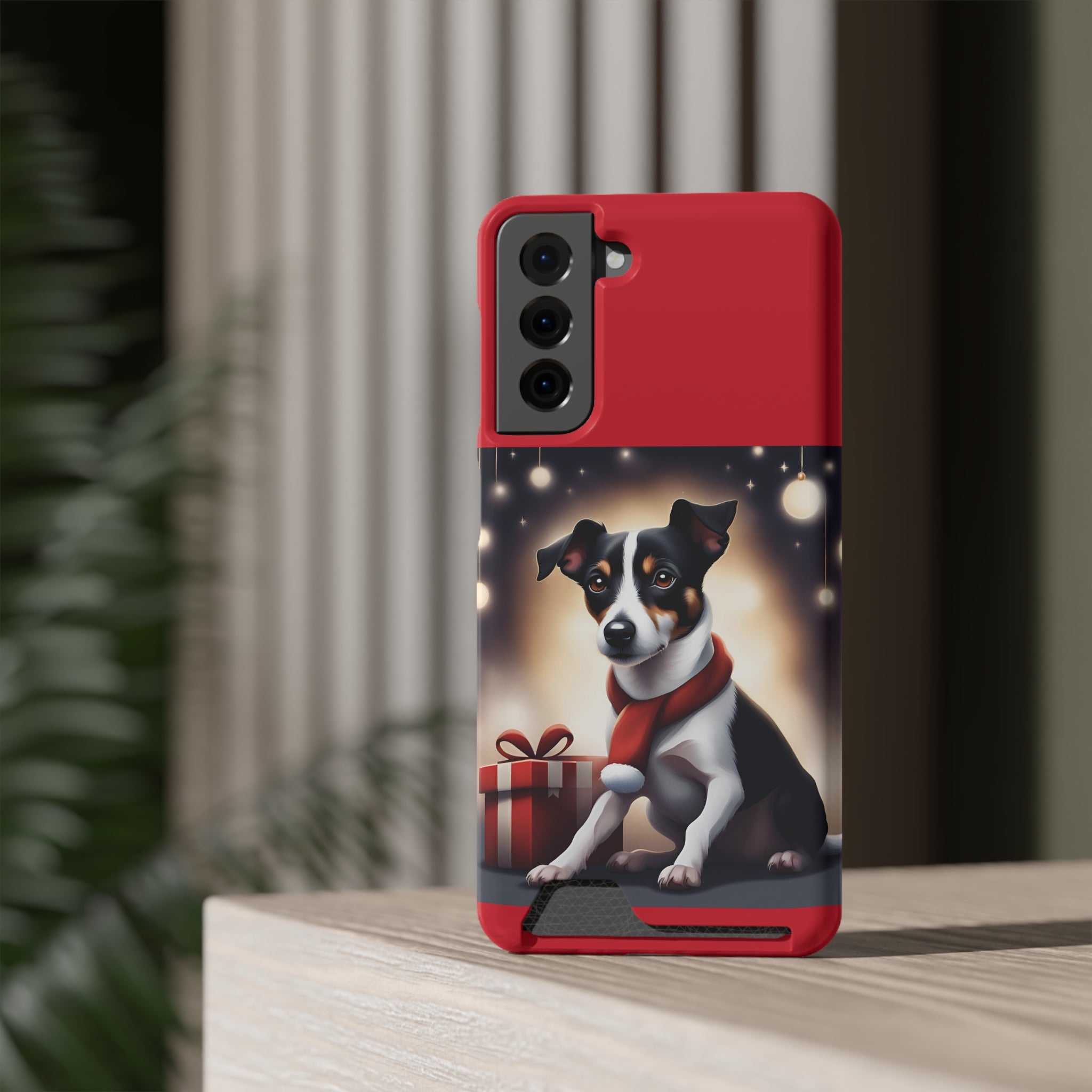 Jack Russel Holiday Phone Case with Card Holder