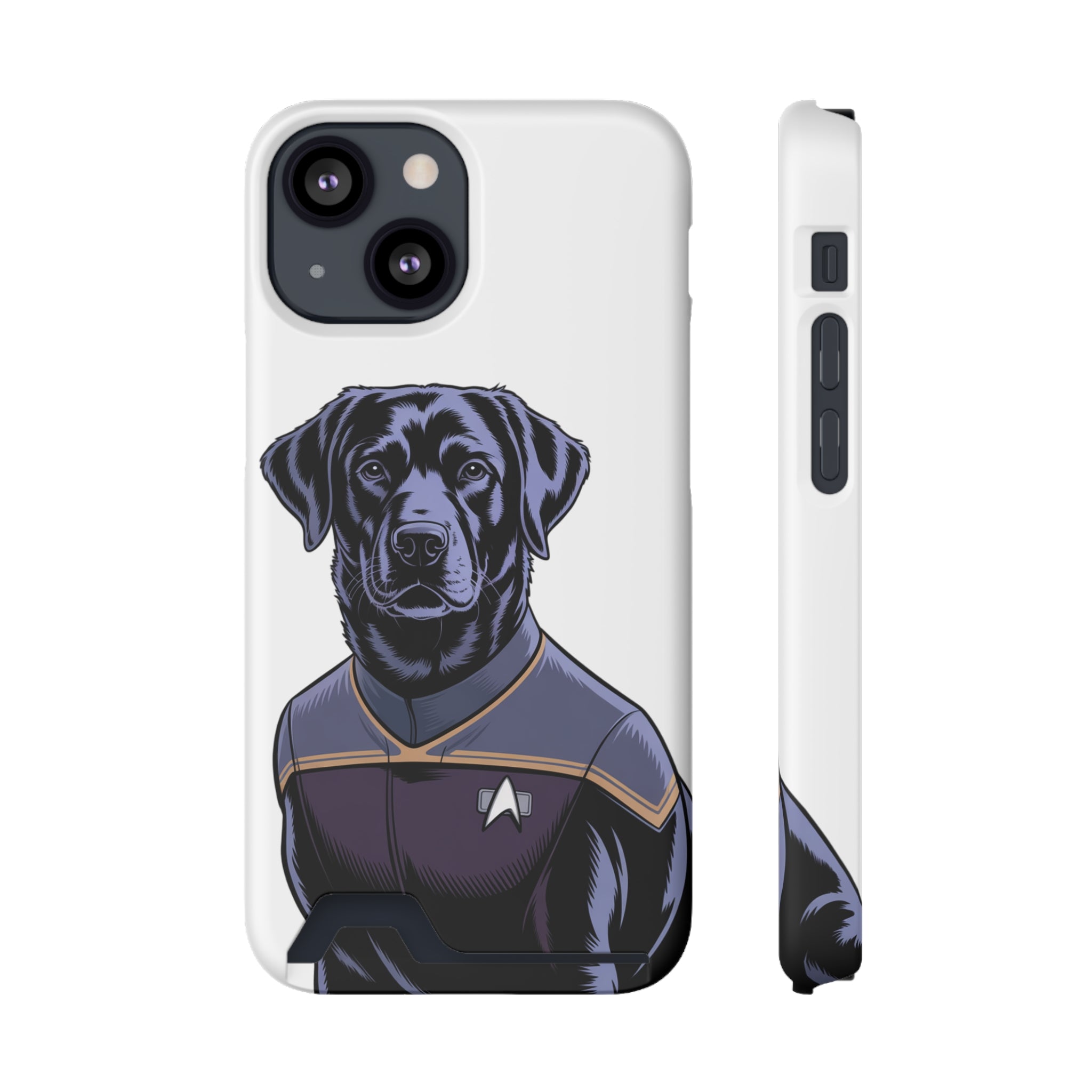 Black Lab Dog-Fleet Phone Case with Card Holder