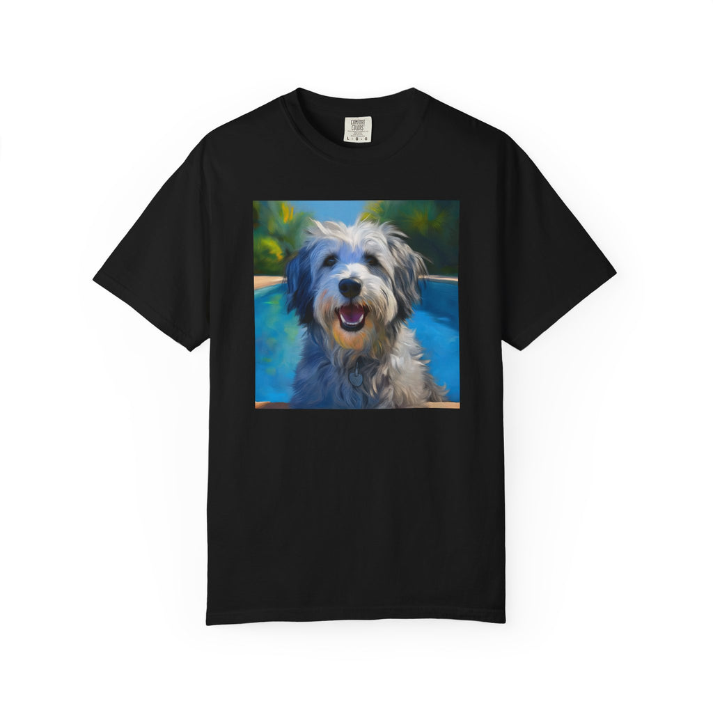 Grey Shaggy Dog Poolside Unisex Garment-Dyed T-shirt