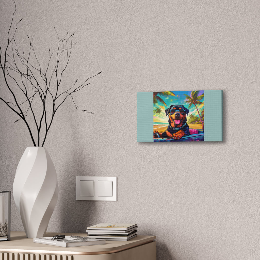 Rottweiler Beach Drive Canvas Painting