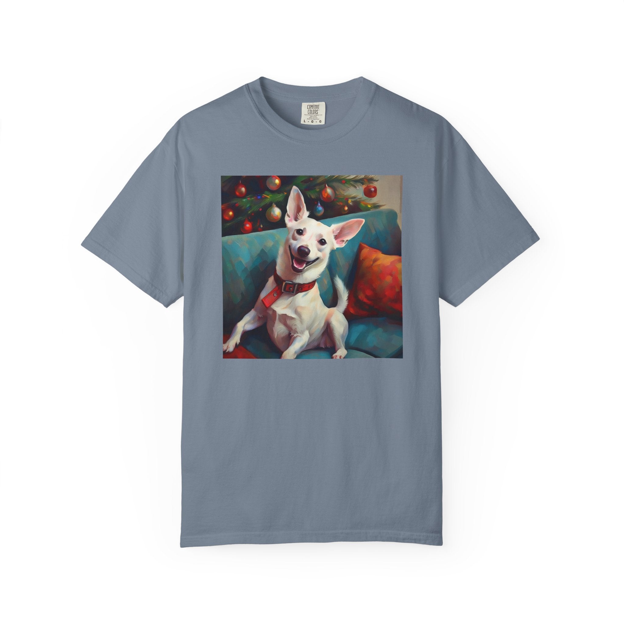 White Corgi Holiday II Unisex Garment-Dyed T-shirt