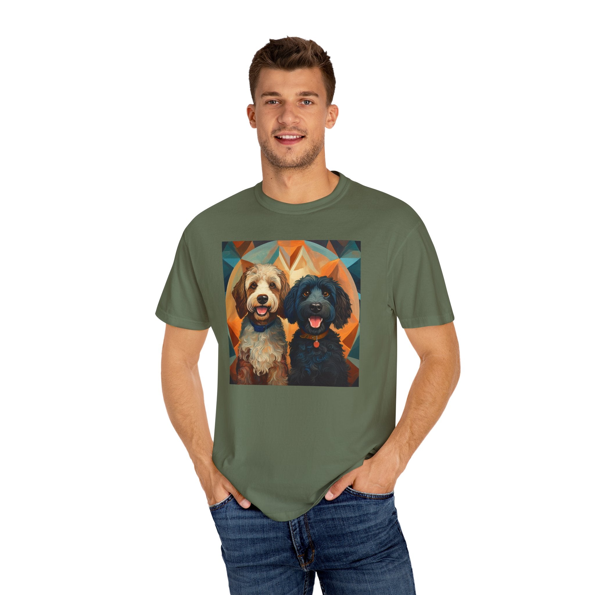 Doodles, Black & Tan Unisex Garment-Dyed T-shirt