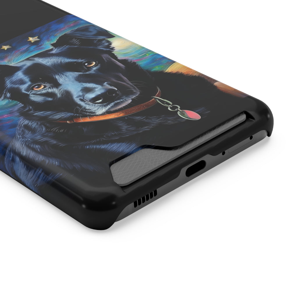 Black Shepherd Lab Stary Night Phone Case with Card Holder
