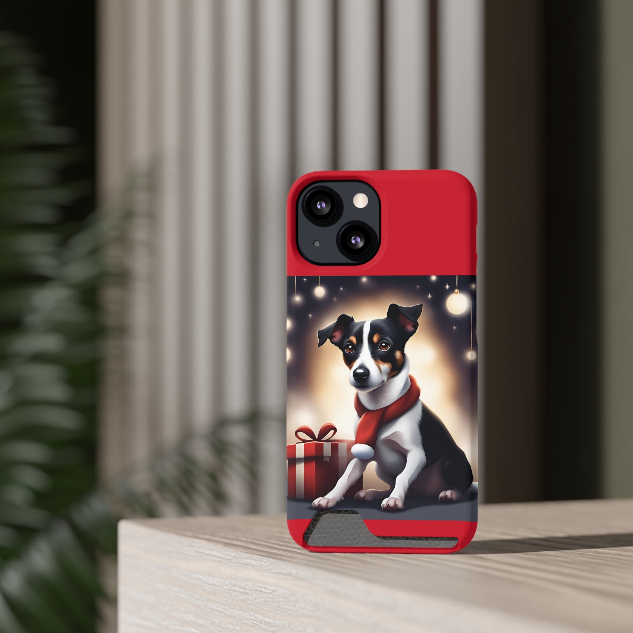 Jack Russel Holiday Phone Case with Card Holder