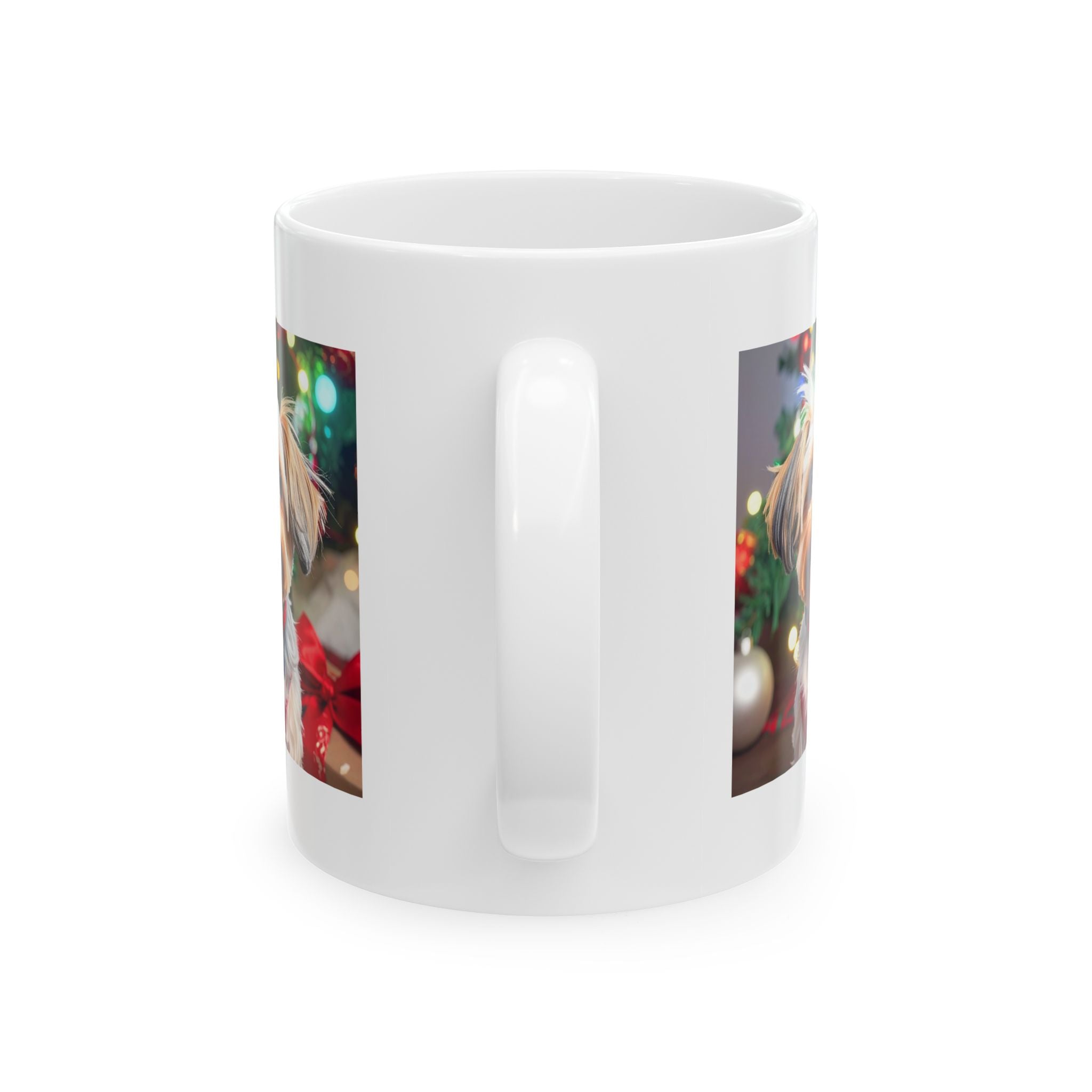 Yorkie Holiday Ceramic Mug, (11oz, 15oz)