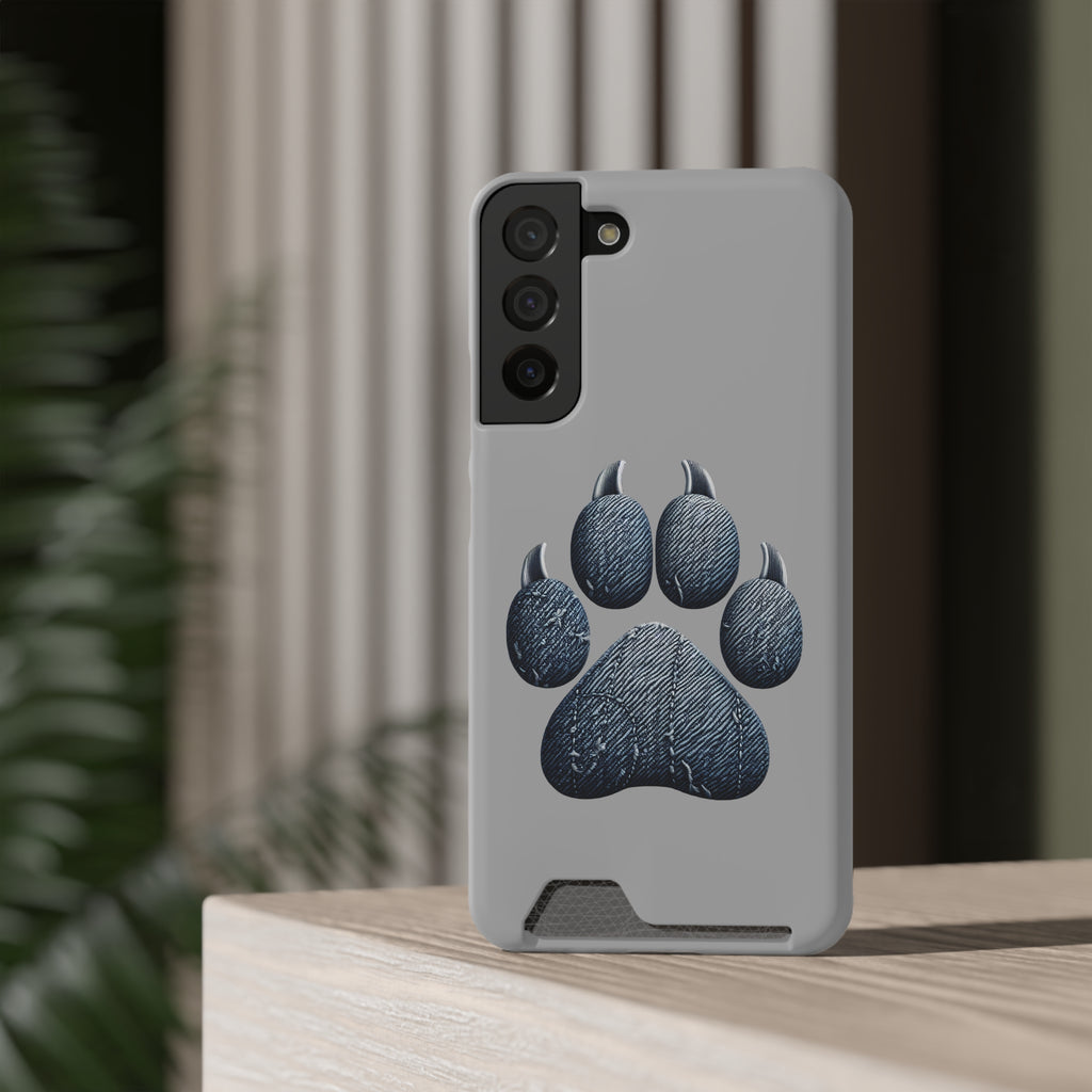 Denim Dog Paw Phone Case with Card Holder