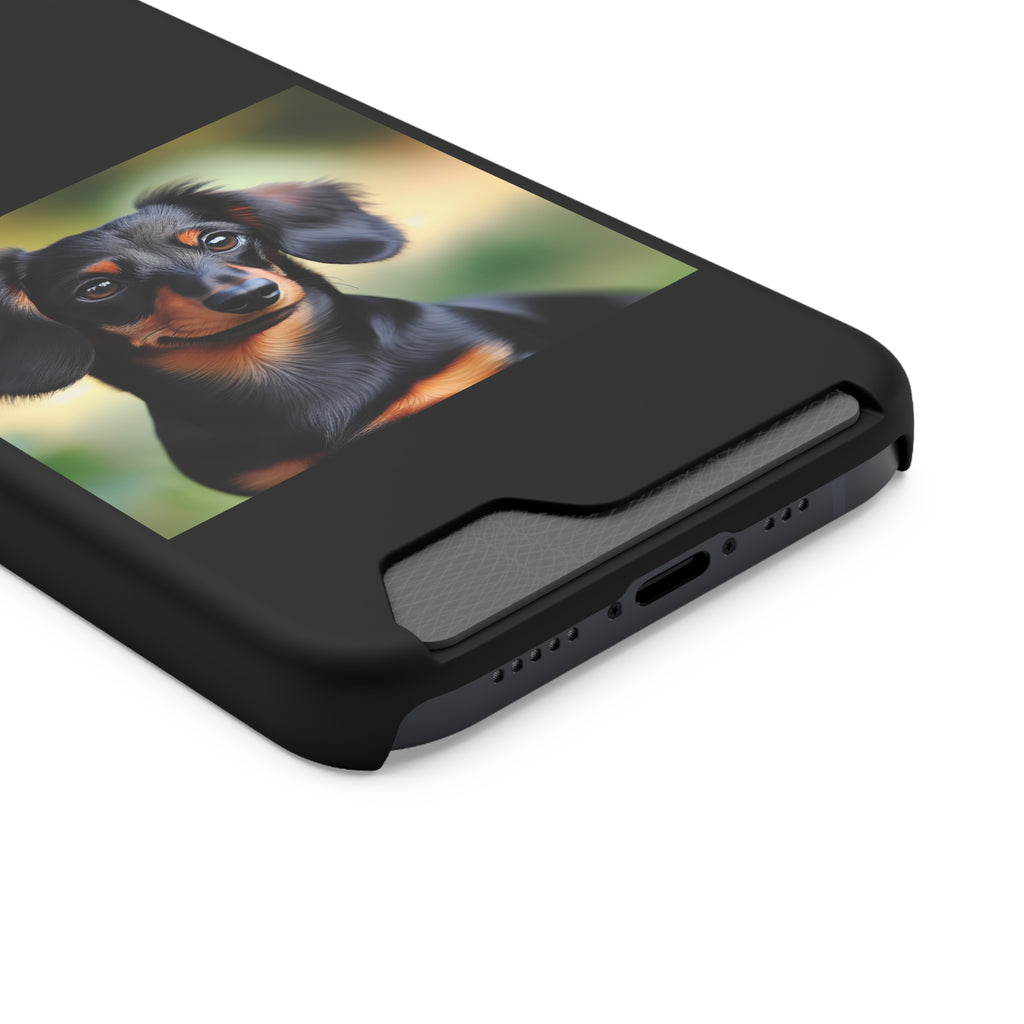 Dachshund Black and Brown Phone Case with Card Holder