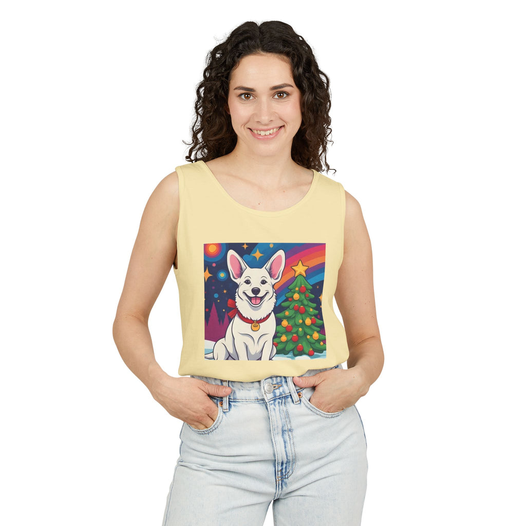 White Corgi Holiday Unisex Tank Top