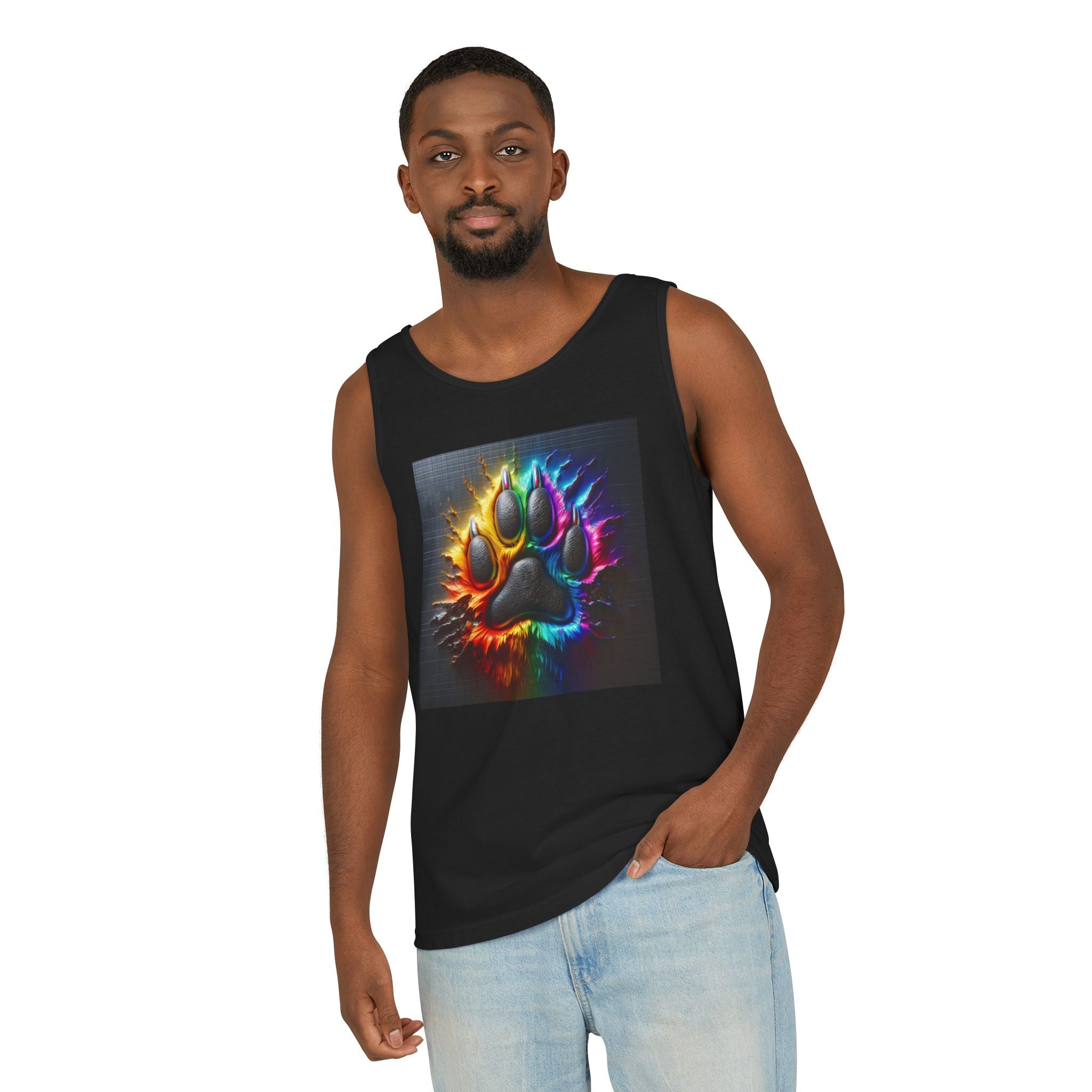 Electric Rainbow Dog Paw Unisex Tank Top