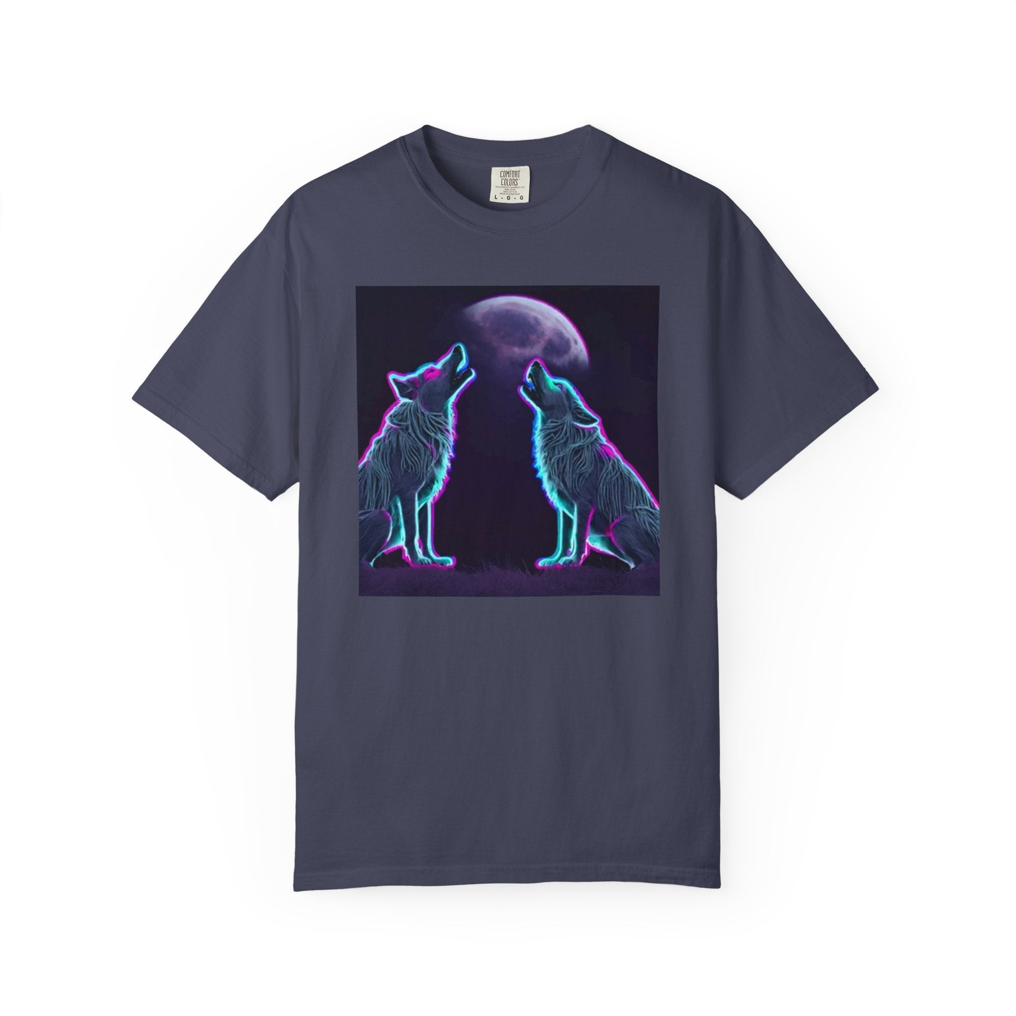 Neon Wolves Howling Unisex Garment-Dyed T-shirt