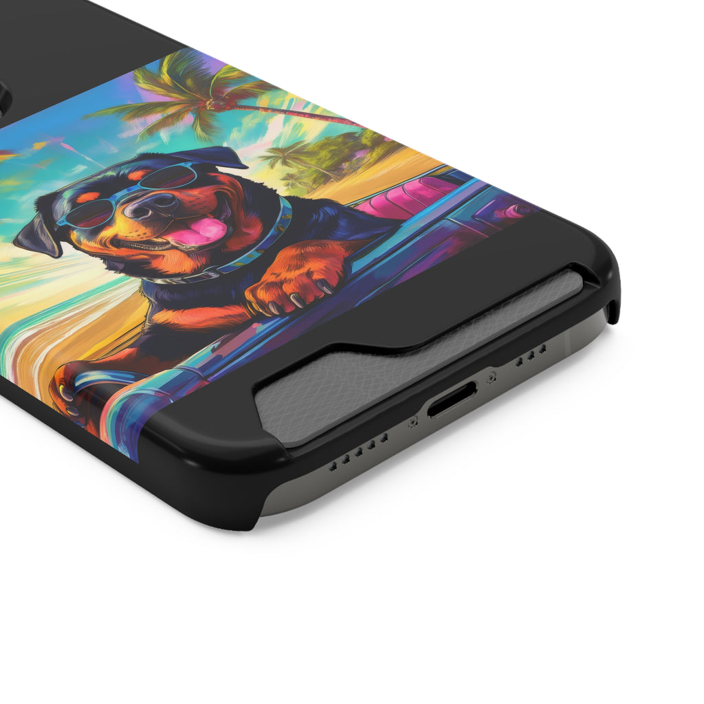 Rottweiler Beach Drive Phone Case with Card Holder
