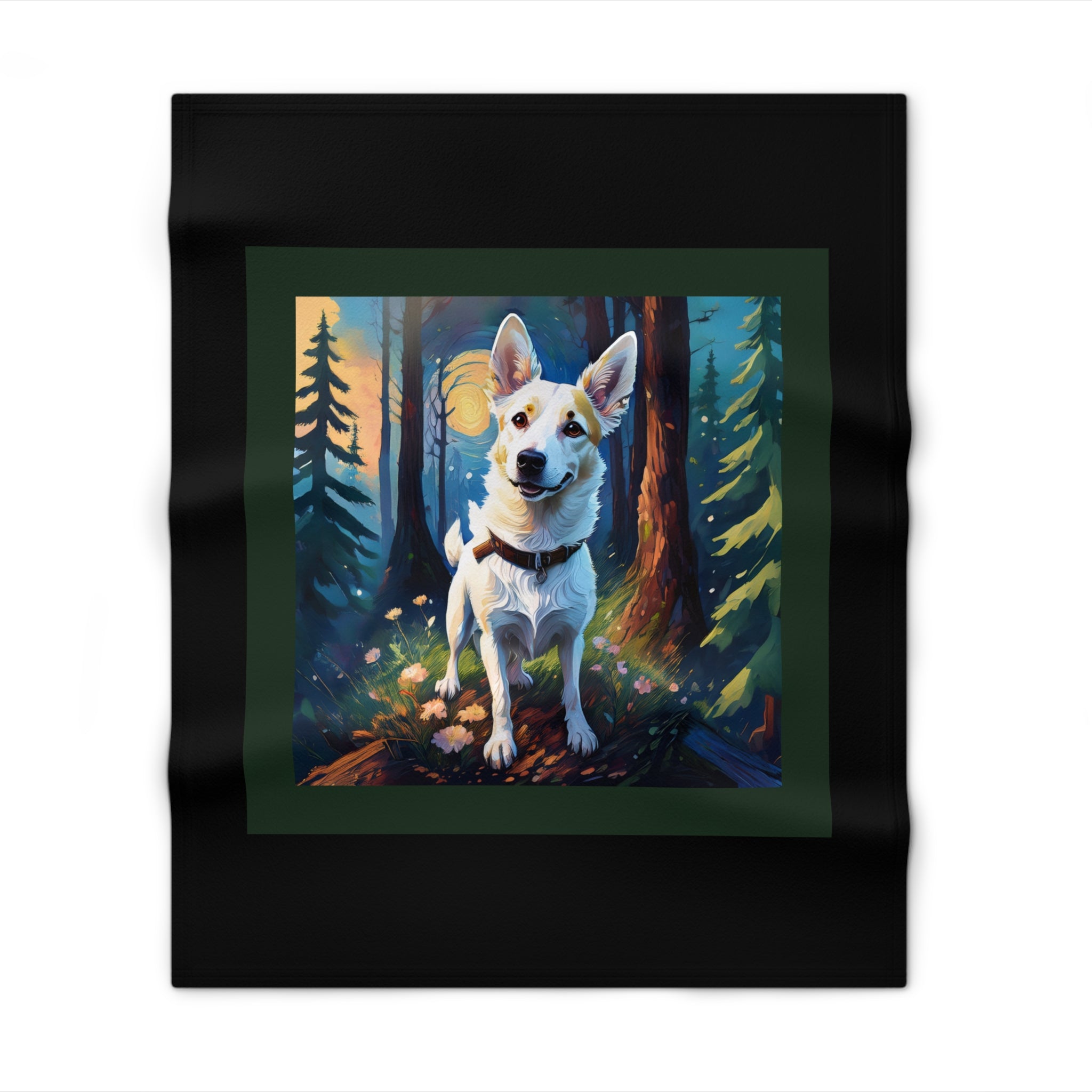 White/Tan Dog Forest Walk Throw Blanket