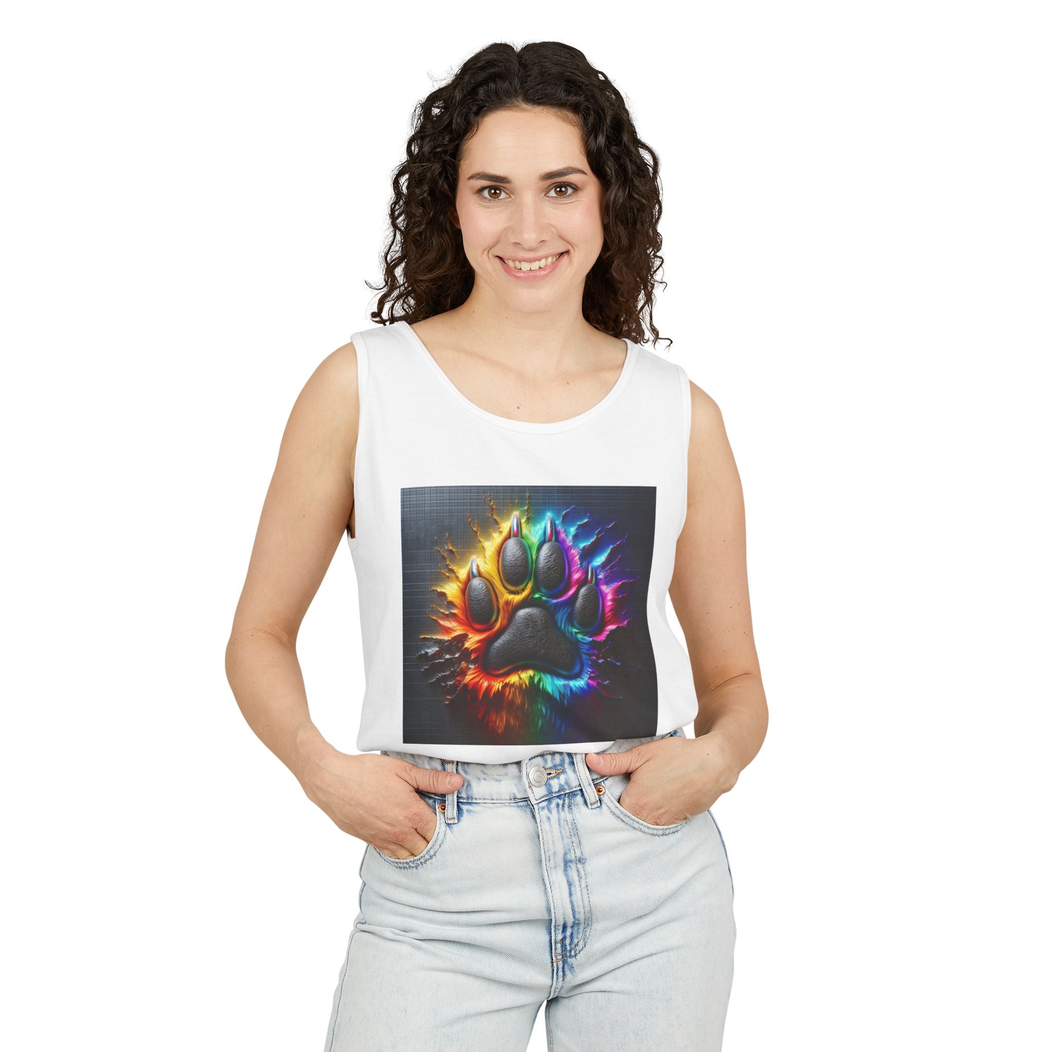 Electric Rainbow Dog Paw Unisex Tank Top