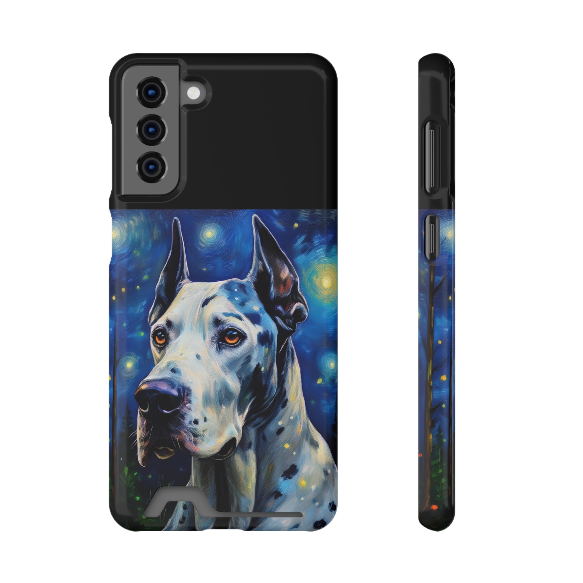 Great Dane Stary Night Phone Case with Card Holder