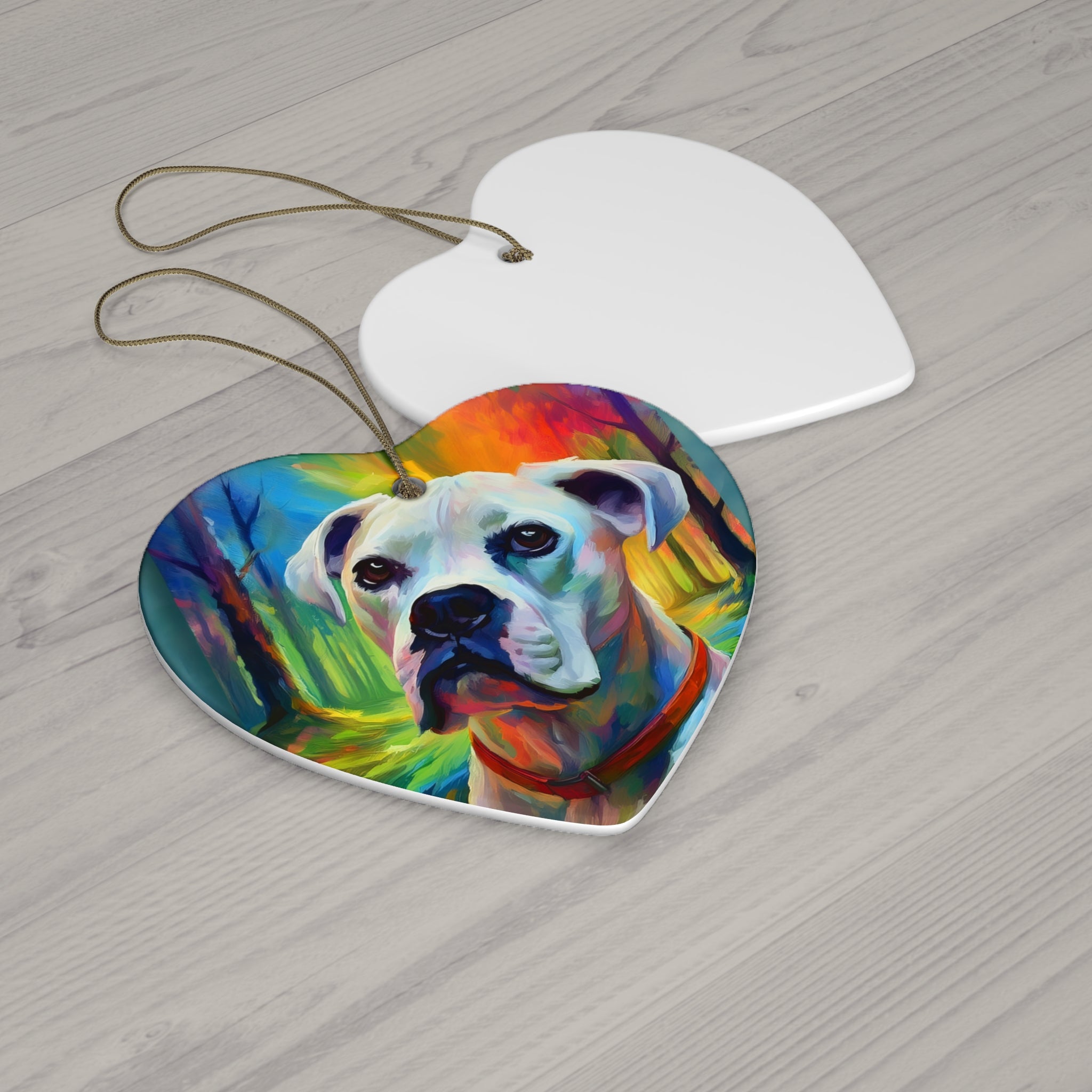 Boxer Rainbow Sky Ceramic Ornament