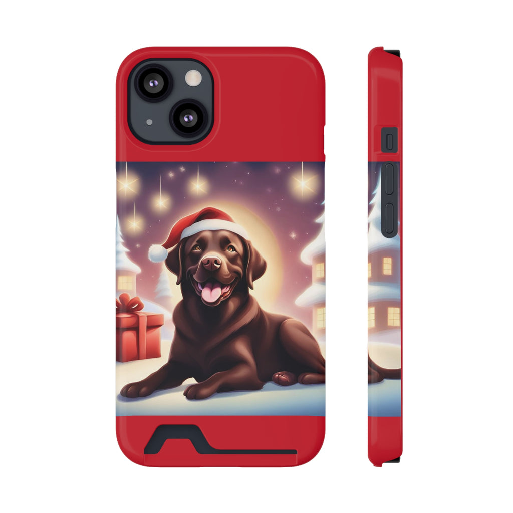 Choclate Lab Holiday Phone Case with Card Holder