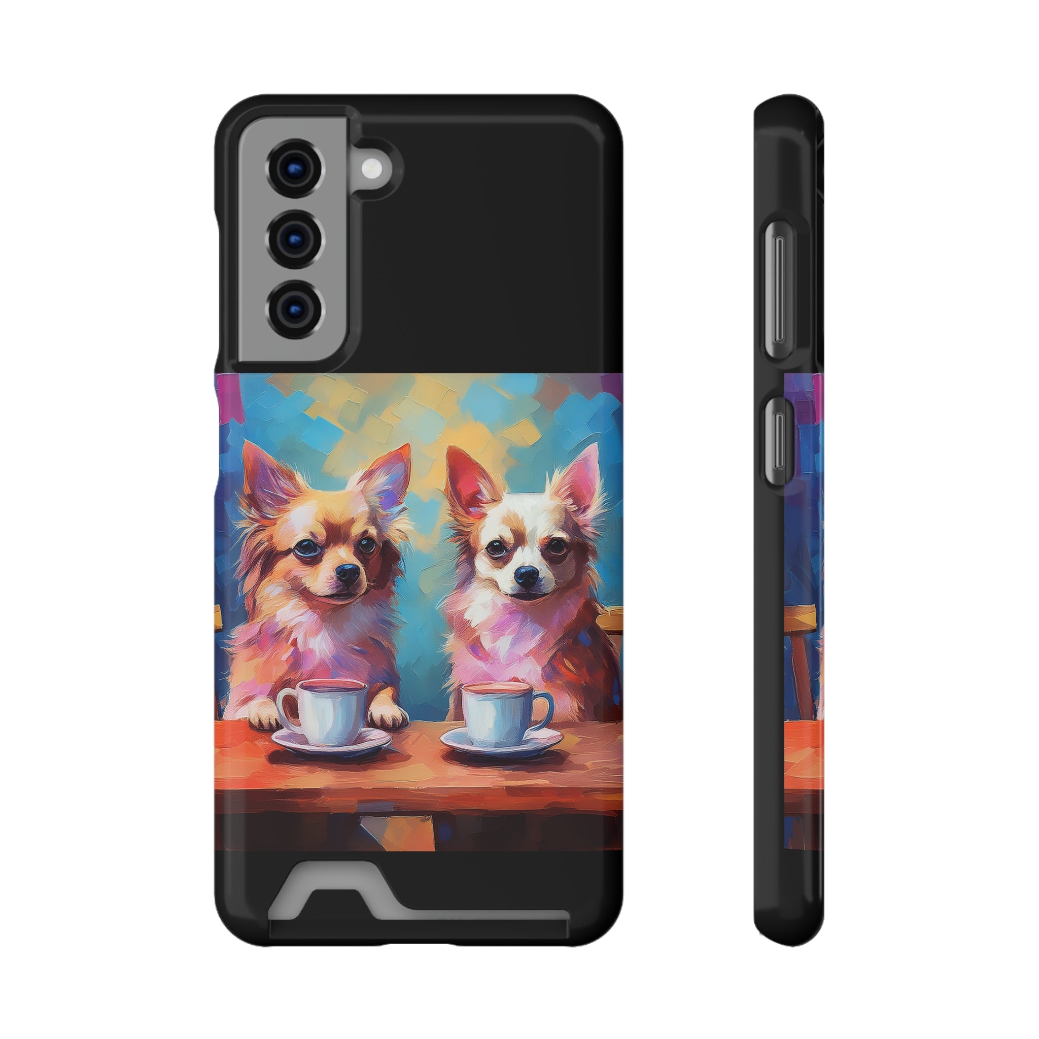 Cafe con Chihuahua Phone Case with Card Holder