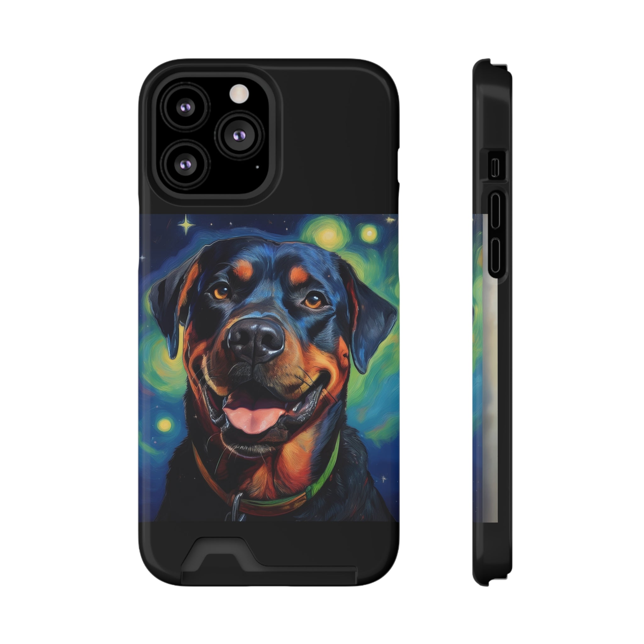 Rottweiler Stary Night Phone Case with Card Holder