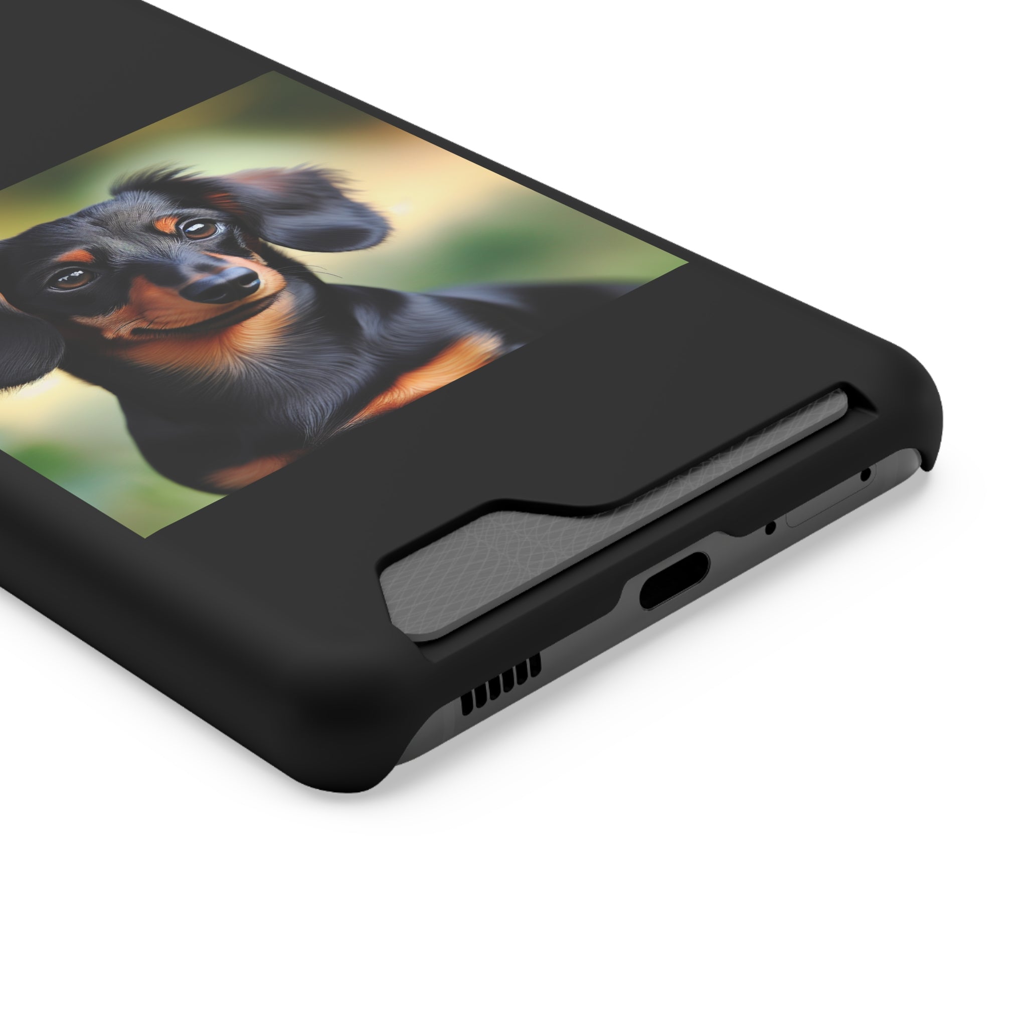 Dachshund Black and Brown Phone Case with Card Holder