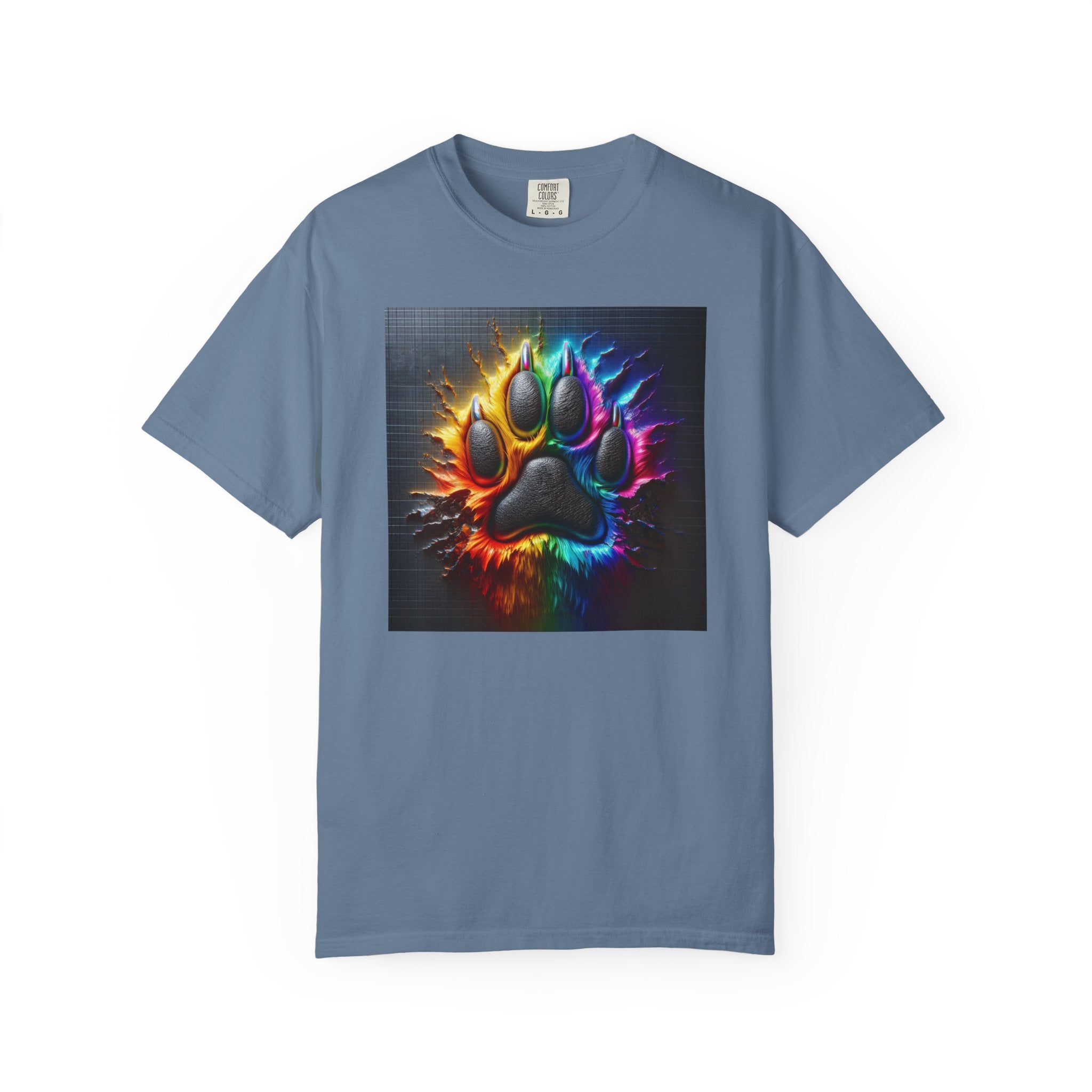 Electric Rainbow Dog Paw Unisex Garment-Dyed T-shirt