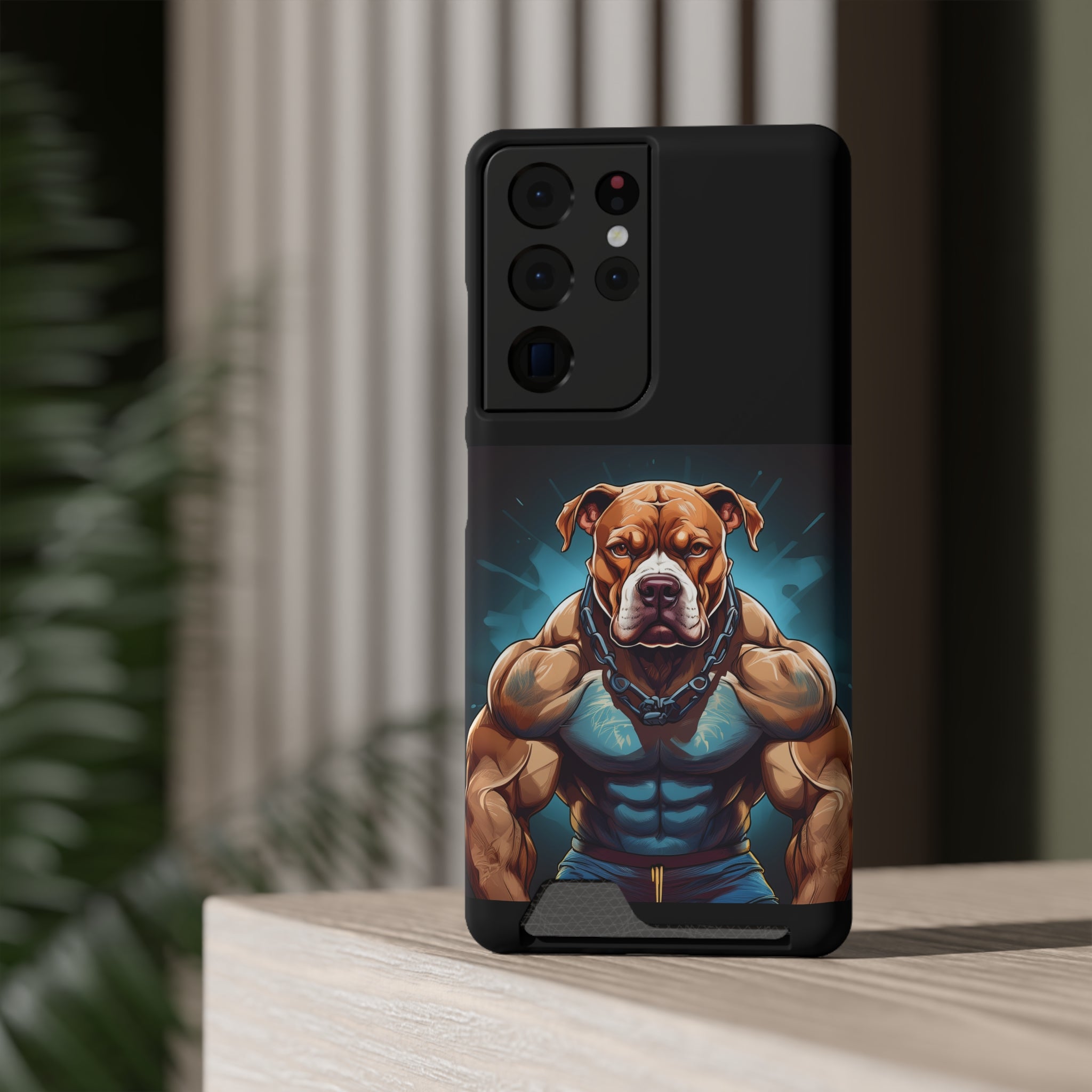 Pitbull Body Builder Phone Case with Card Holder