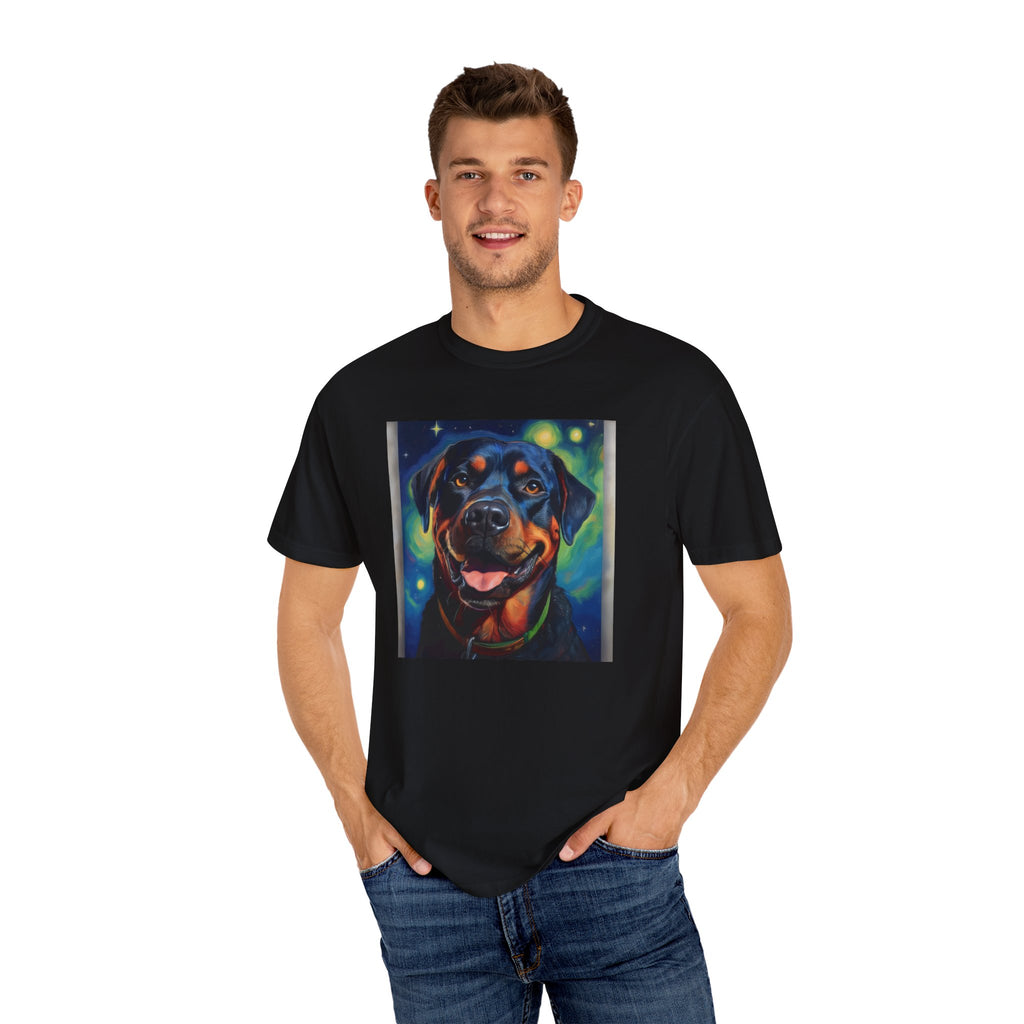Rottweiler Stary Night Unisex Garment-Dyed T-shirt