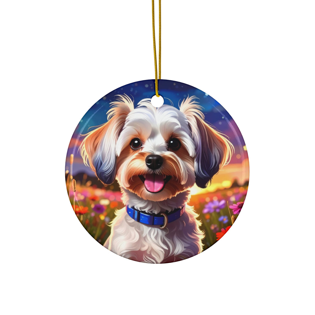 Yorkie Stary Night Ceramic Ornament