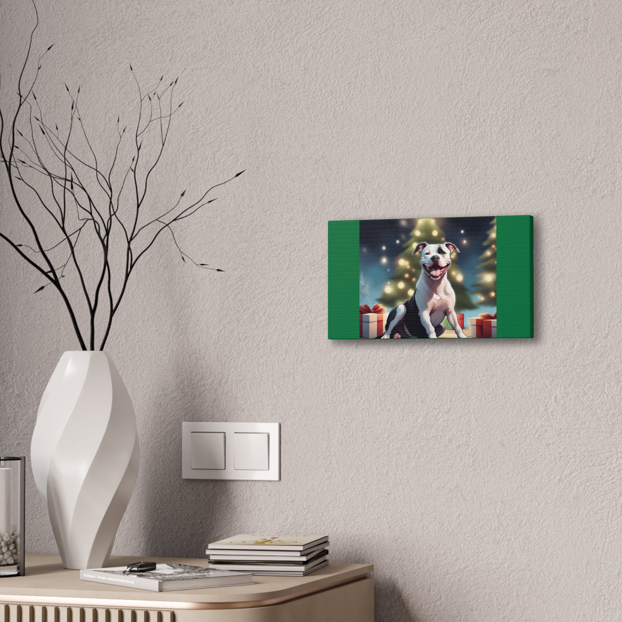 Pit Bull Holiday Canvas Stretched, 0.75"