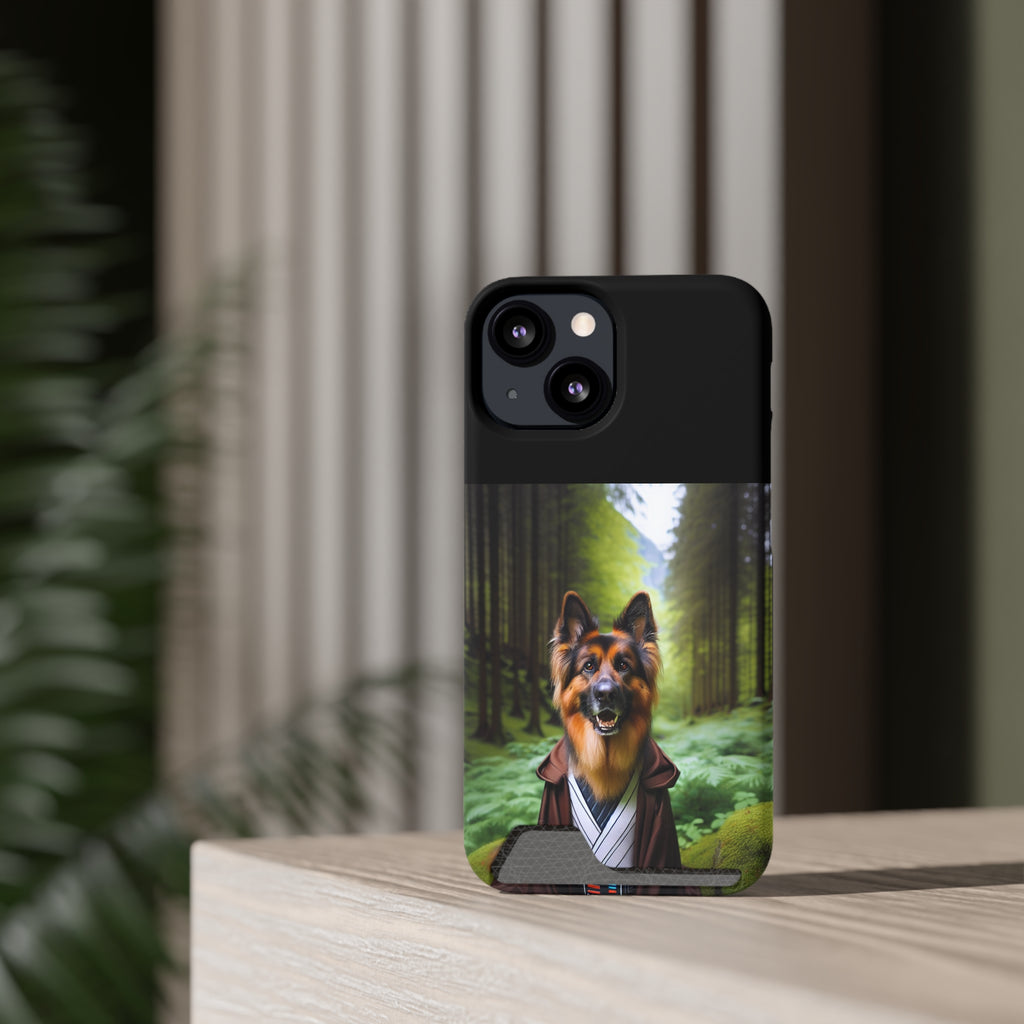 German Shepherd Forest Night Phone Case with Card Holder