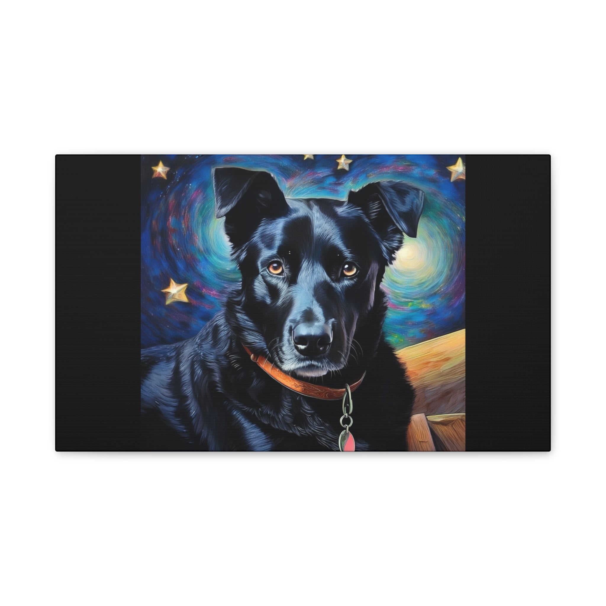 Black Shepherd Lab Stary Night Cavas Painting