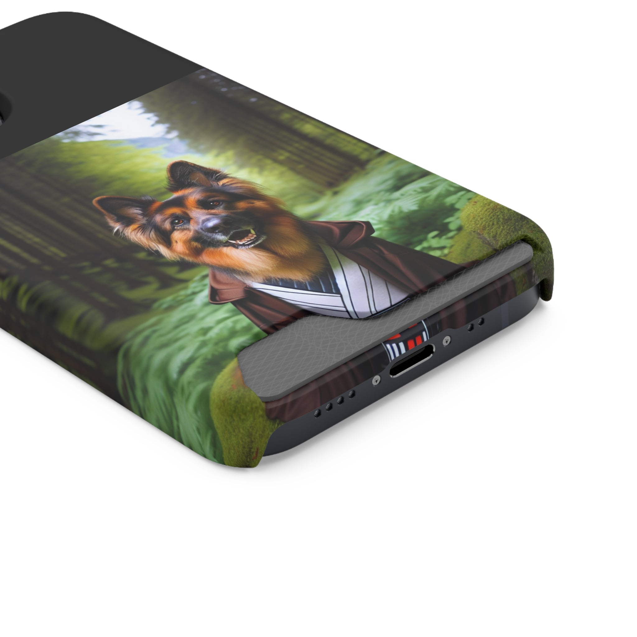 German Shepherd Forest Night Phone Case with Card Holder
