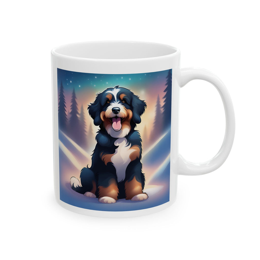 Bernedoodle Holiday Ceramic Mug, (11oz, 15oz)