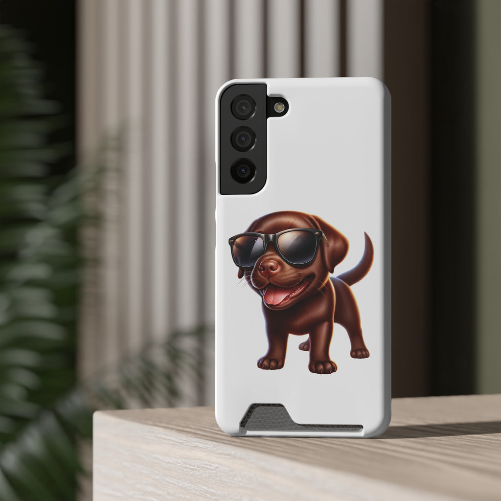 Chocolate Lab with Sunglasses Phone Case with Card Holder