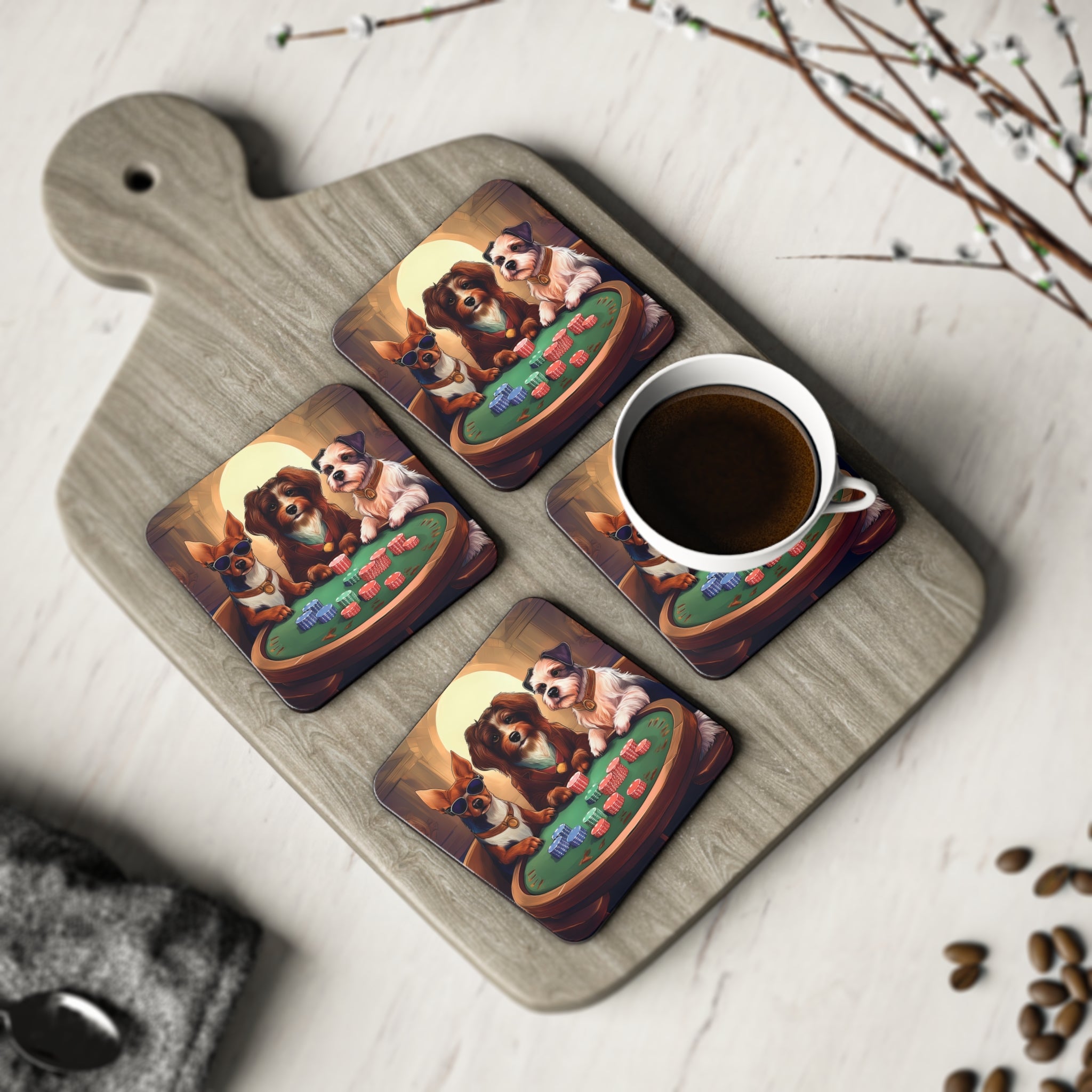 Puppy Poker Coasters