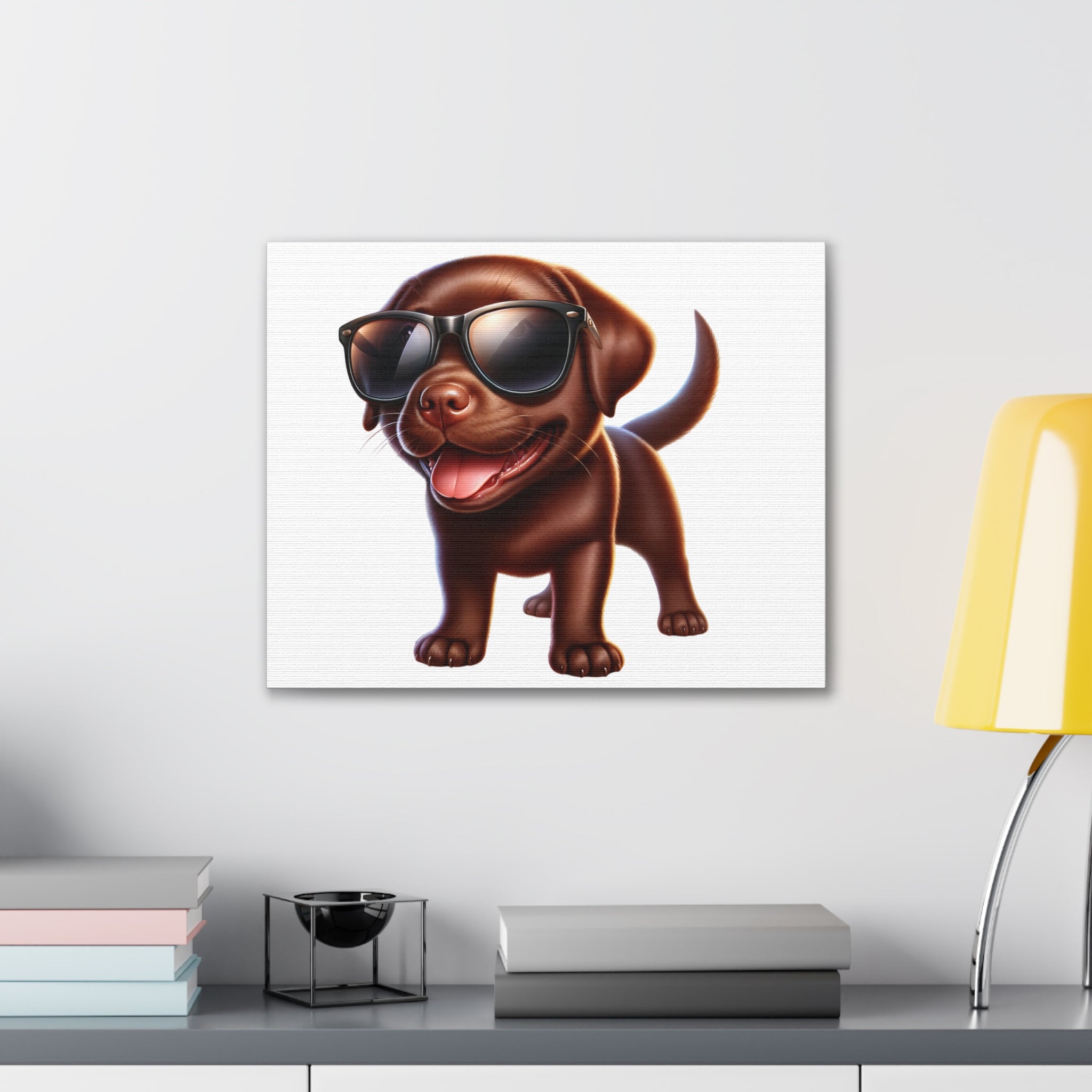 Chocolate Lab in Sunglasses Canvas Stretched, 0.75"