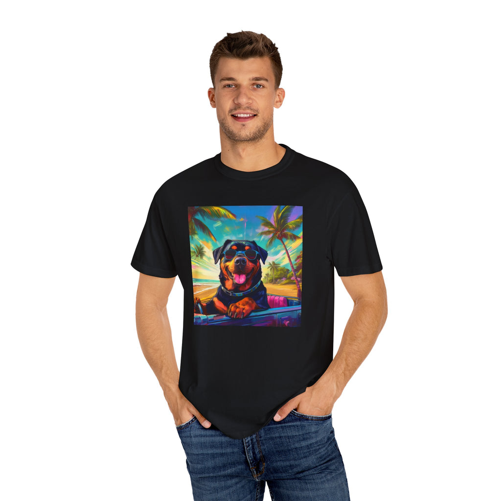 Rottweiler Beach Drive Unisex Garment-Dyed T-shirt