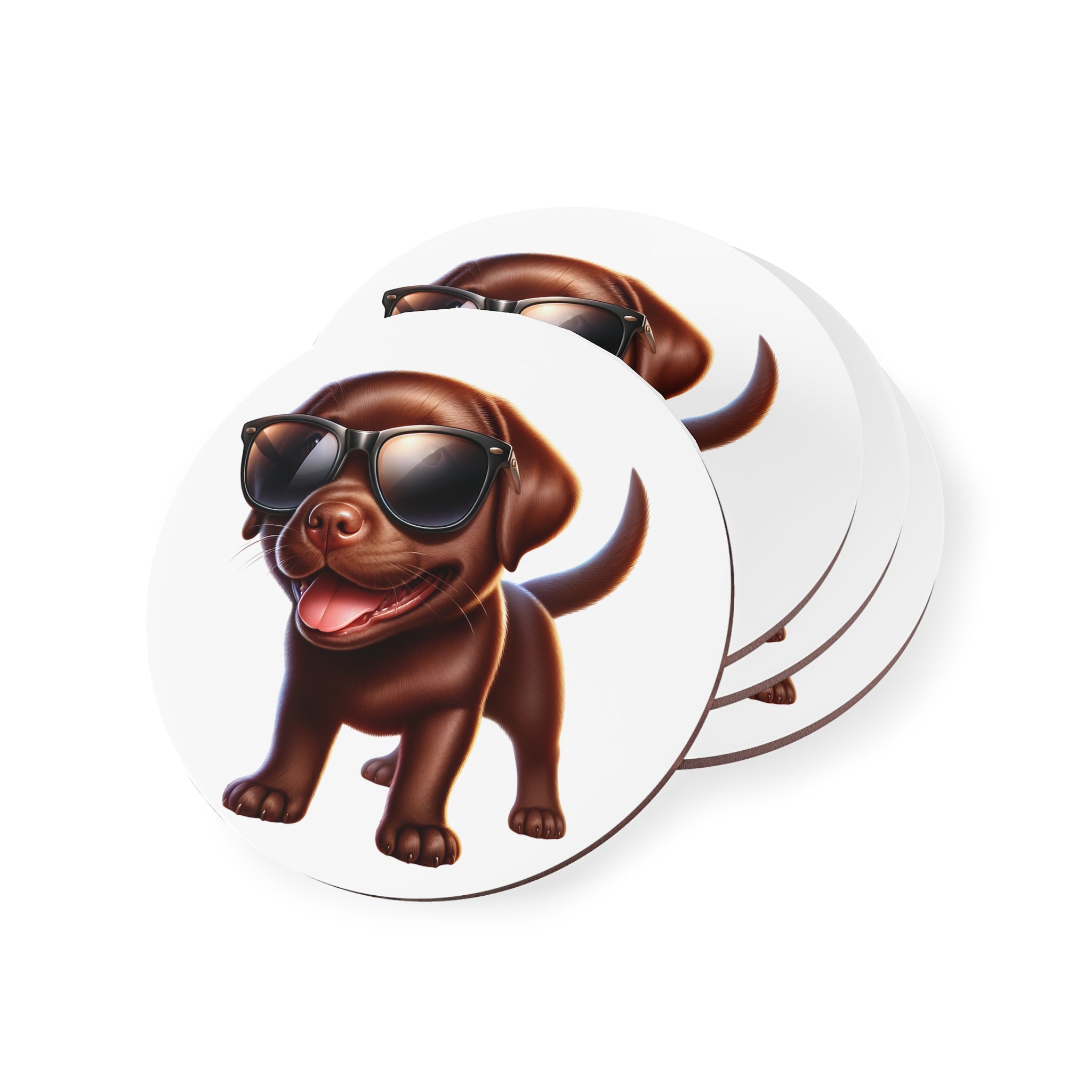 Chocolate Lab w/ sunglasses Coasters