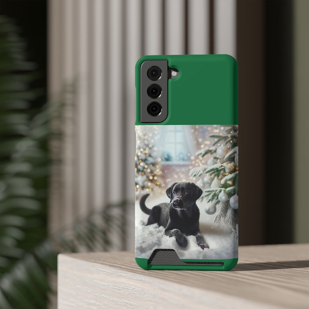Black Lab Holiday Phone Case with Card Holder