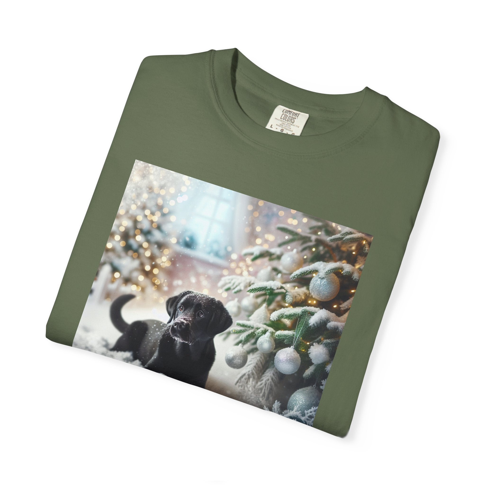 Black Lab Puppy Holiday Unisex Garment-Dyed T-shirt