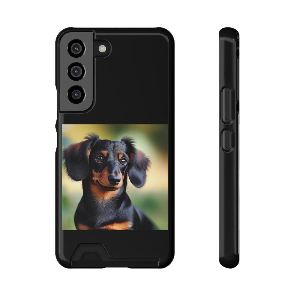 Dachshund Black and Brown Phone Case with Card Holder