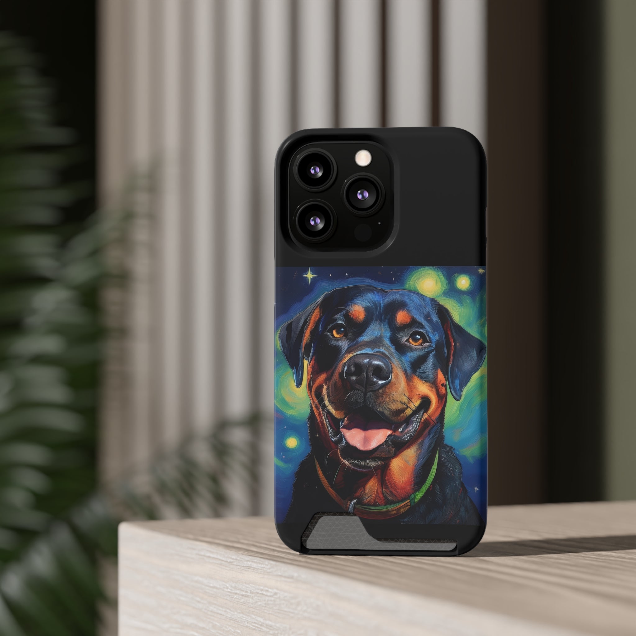 Rottweiler Stary Night Phone Case with Card Holder