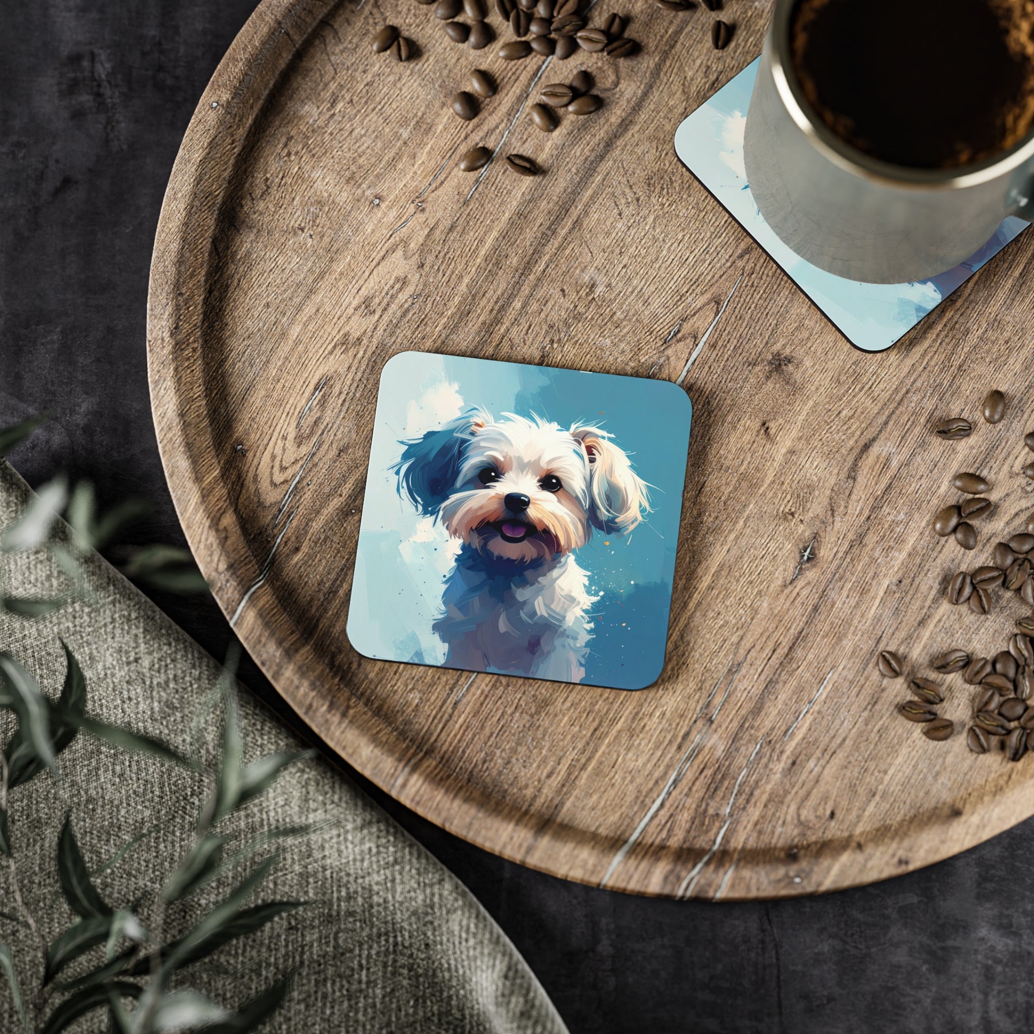 White Frost Yorkie Coasters