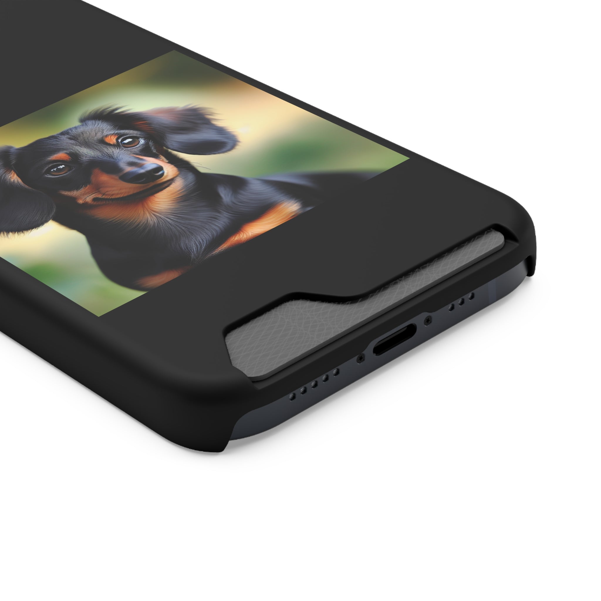 Dachshund Black and Brown Phone Case with Card Holder